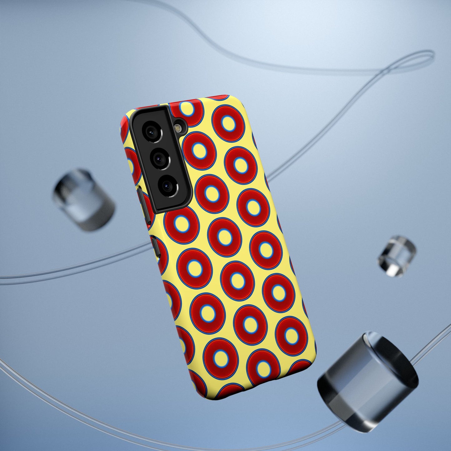 Impact-Resistant Lumpy Donut Case - red vivid donut print w/yellow background