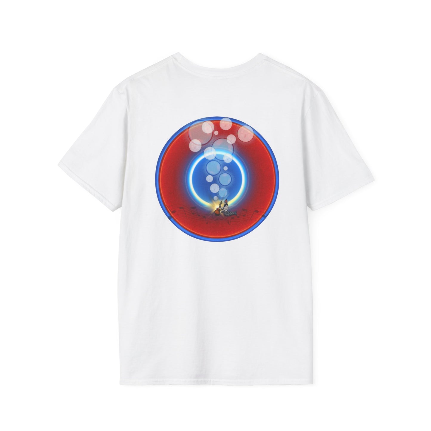 Classic Donut Tee - Unisex Soft-Style - "Bubbler's Donut Tee" - vivid red/blue donut