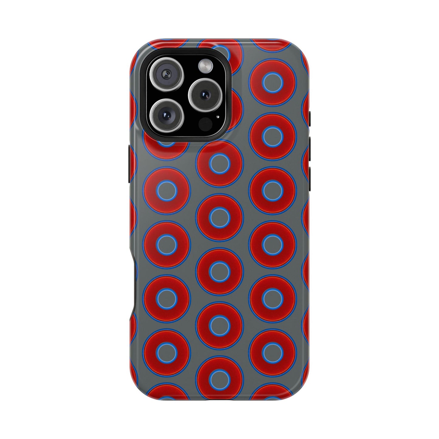 Impact-Resistant Lumpy Donut Case - red vivid donut print w/dark gray background