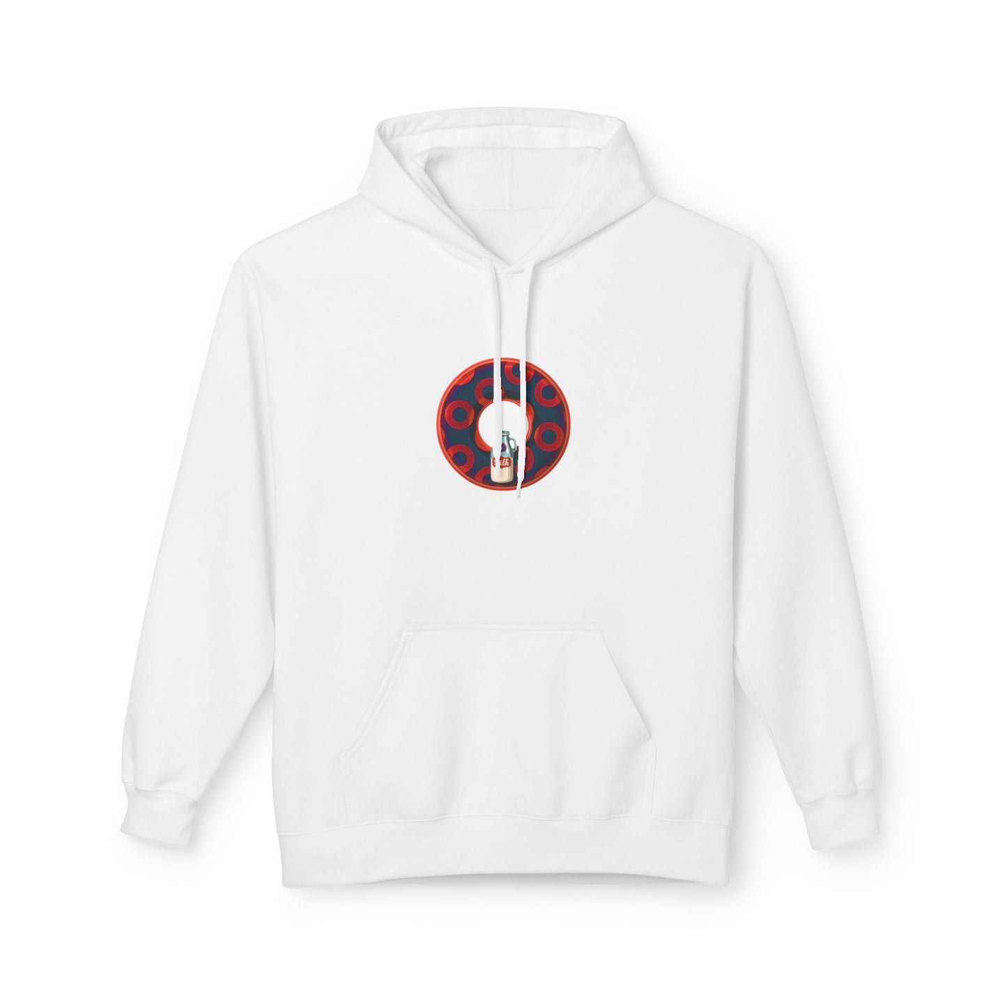 Fleece Harry Hoodies [Midweight Soft-style] - "Wooked Cream Dairy - YEMSG Donut" - navy blue/red rustic paradox donut - variant 3