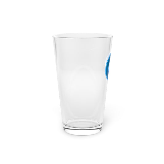 16oz Lumpy Pint Glass - "Story of the Pint Glass" - rustic blue/light blue donut