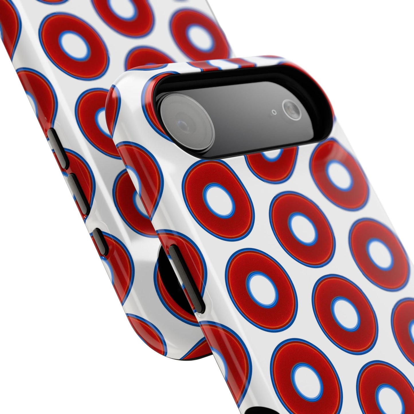 Impact-Resistant Lumpy Donut Case - red vivid donut print w/white background