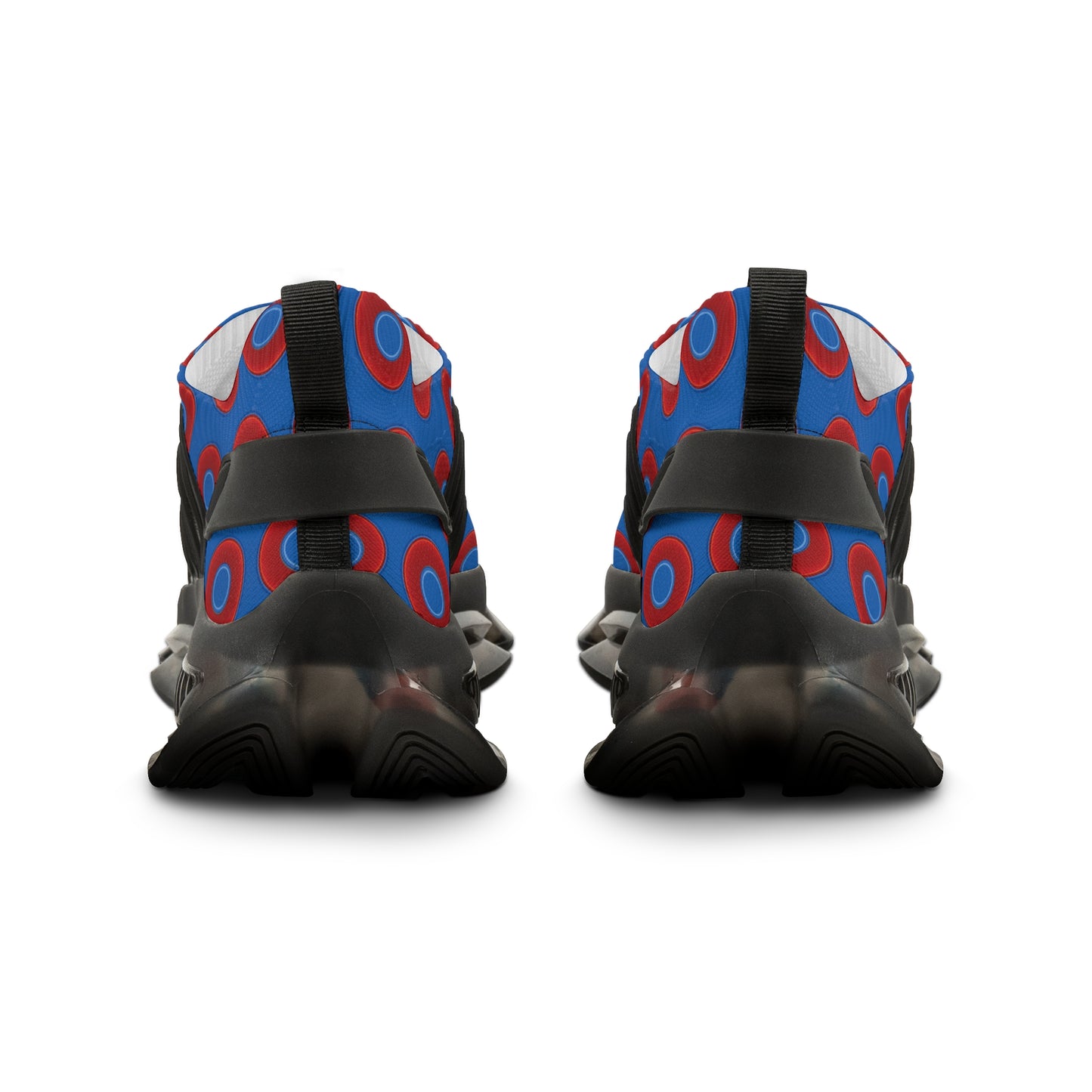 Donut Kicks - red vivid donut print w/dark royal blue background