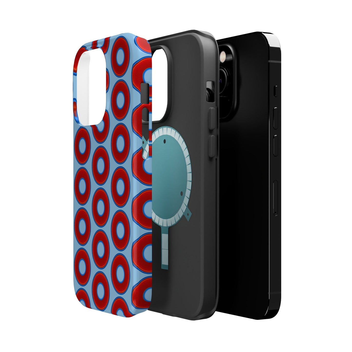 Magnetic Tough Donut Case - red vivid donut print w/sky blue background