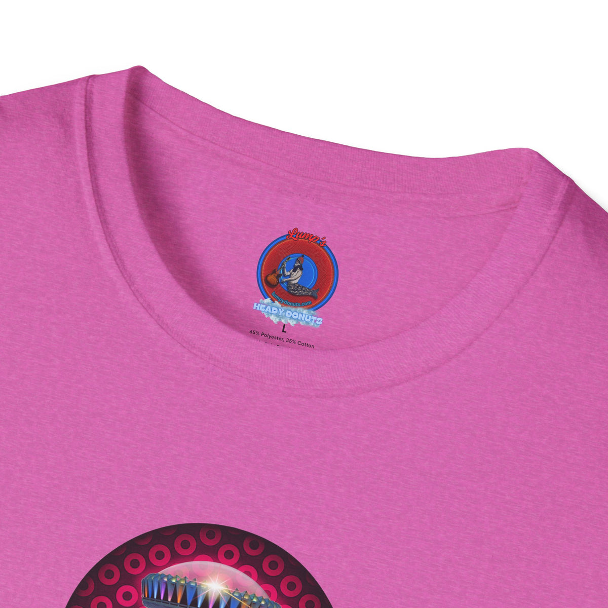 Classic Donut Tee - Unisex Soft-Style - "Donuts now Served on the Mothership" - series 1.0  - variant 2  - red/red paradoxical donut
