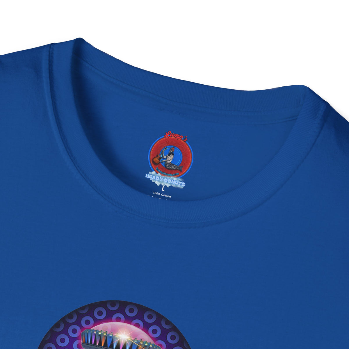 Classic Donut Tee - Unisex Soft-Style - "Donuts now Served on the Mothership" - series 1.0  - variant 5  - purple/violet paradoxical donut