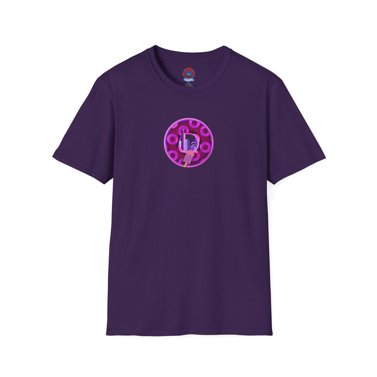 Classic Donut Tee - Unisex Soft-Style - "It's Ice Cream Popsicles - YEMSG Donut" - purple/magenta paradox donut - variant 2