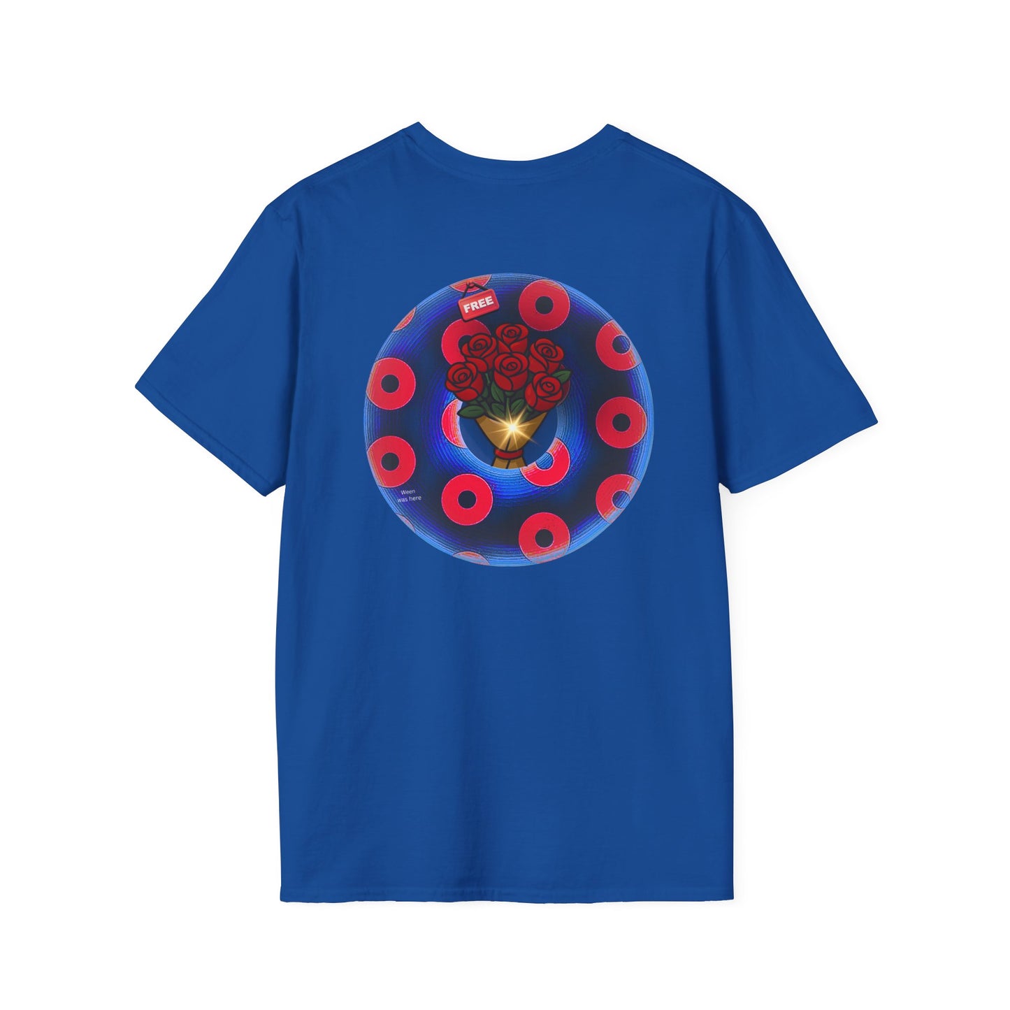 Classic Donut Tee - Unisex Soft-Style - "Donuts of Phreedom" - red/blue paradoxical blimpy donut