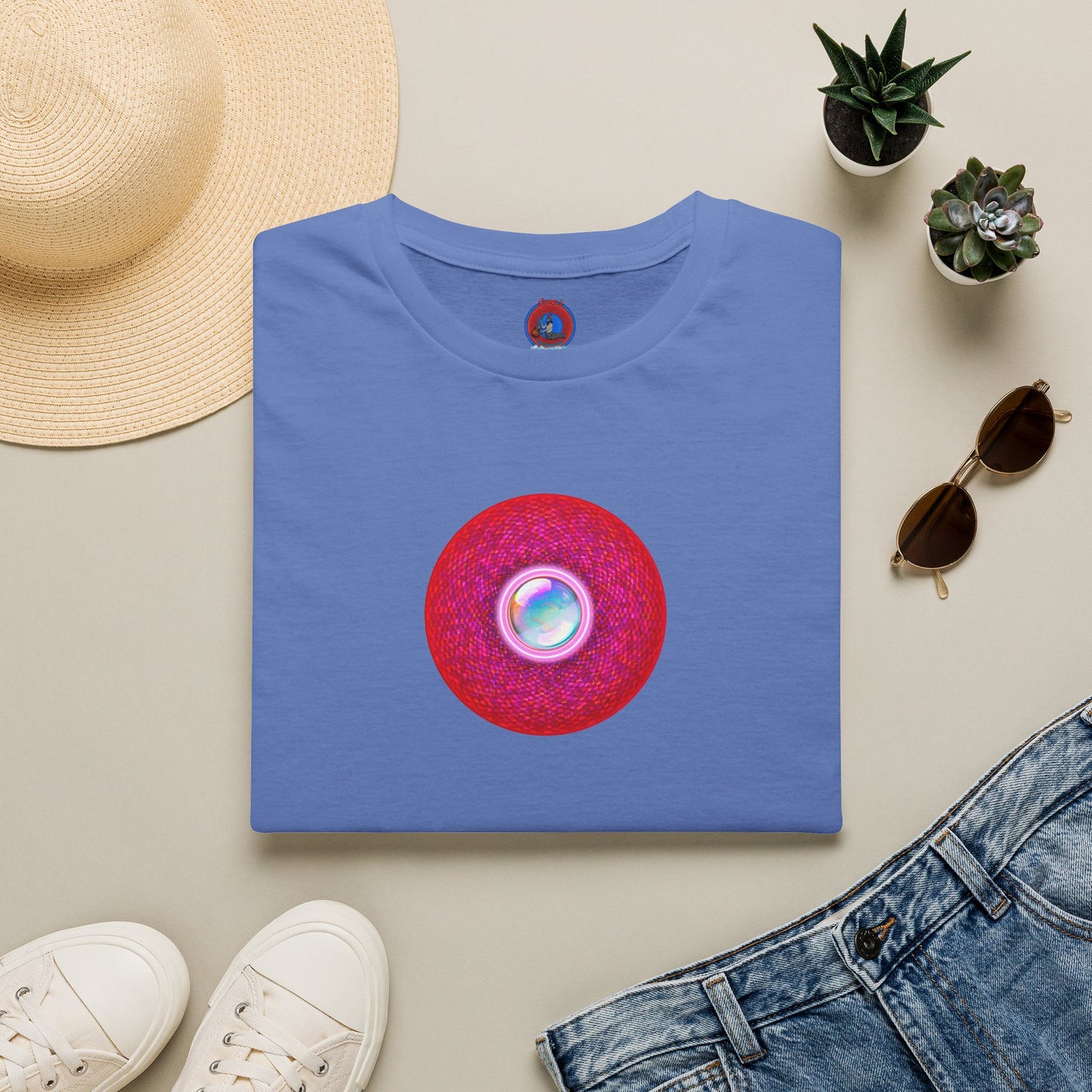 Classic Donut Tee - Unisex Soft-Style - "The Crystal Ballers Donut' - magenta pixilated donut