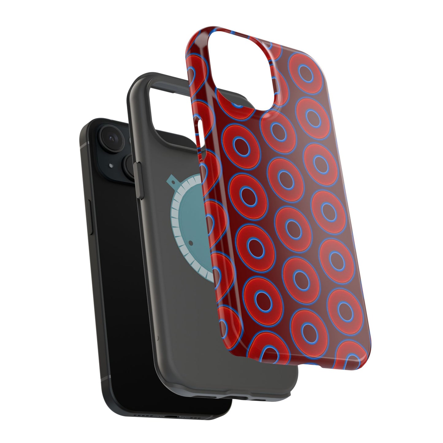 Magnetic Tough Donut Case - red vivid donut print w/dark red background