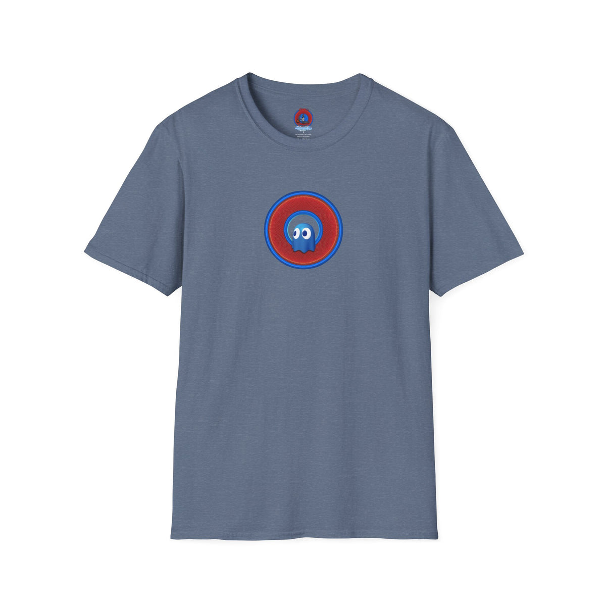 Classic Donut Tee - Unisex Soft-Style - "The Story of the Donut - a Ghostly Good Time" - red/blue rustic donut - variant 1