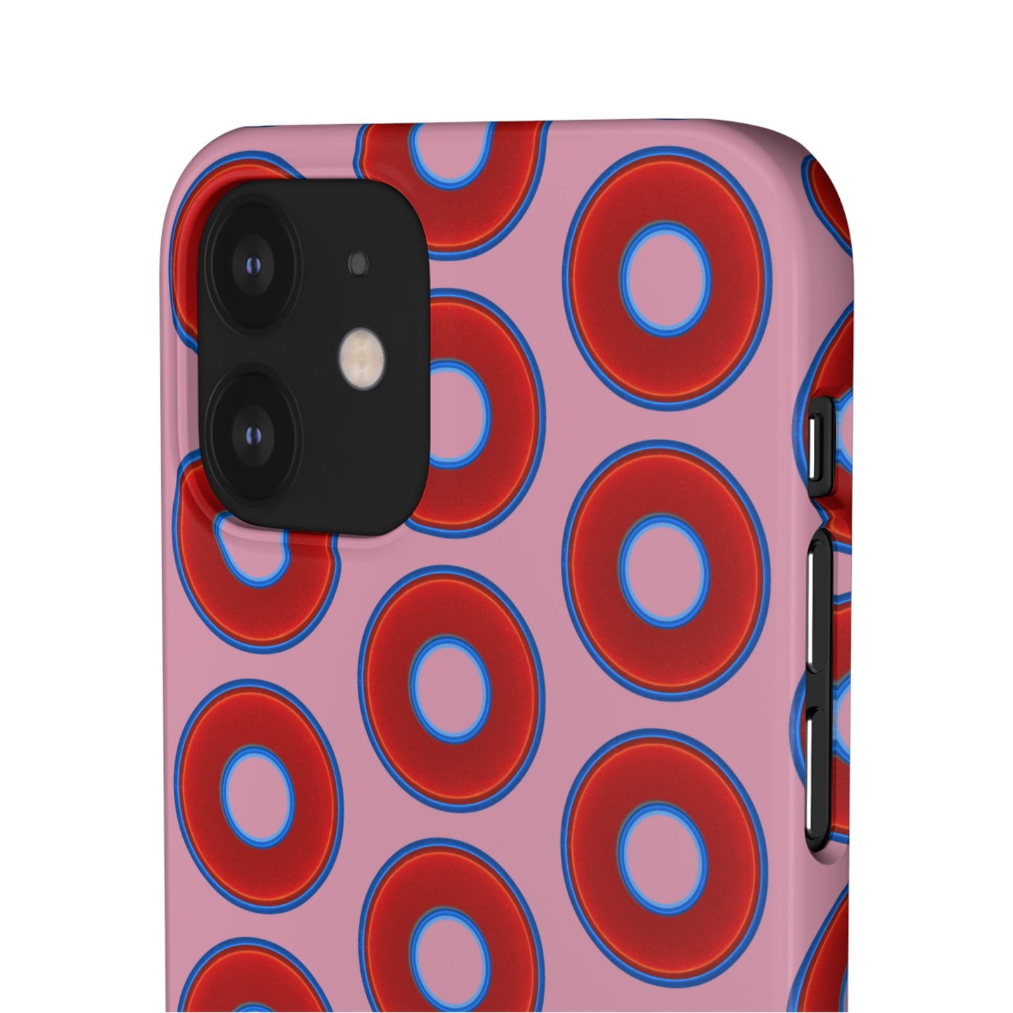 Lumpy Donut Snap Case - red vivid donut print w/pale magenta background
