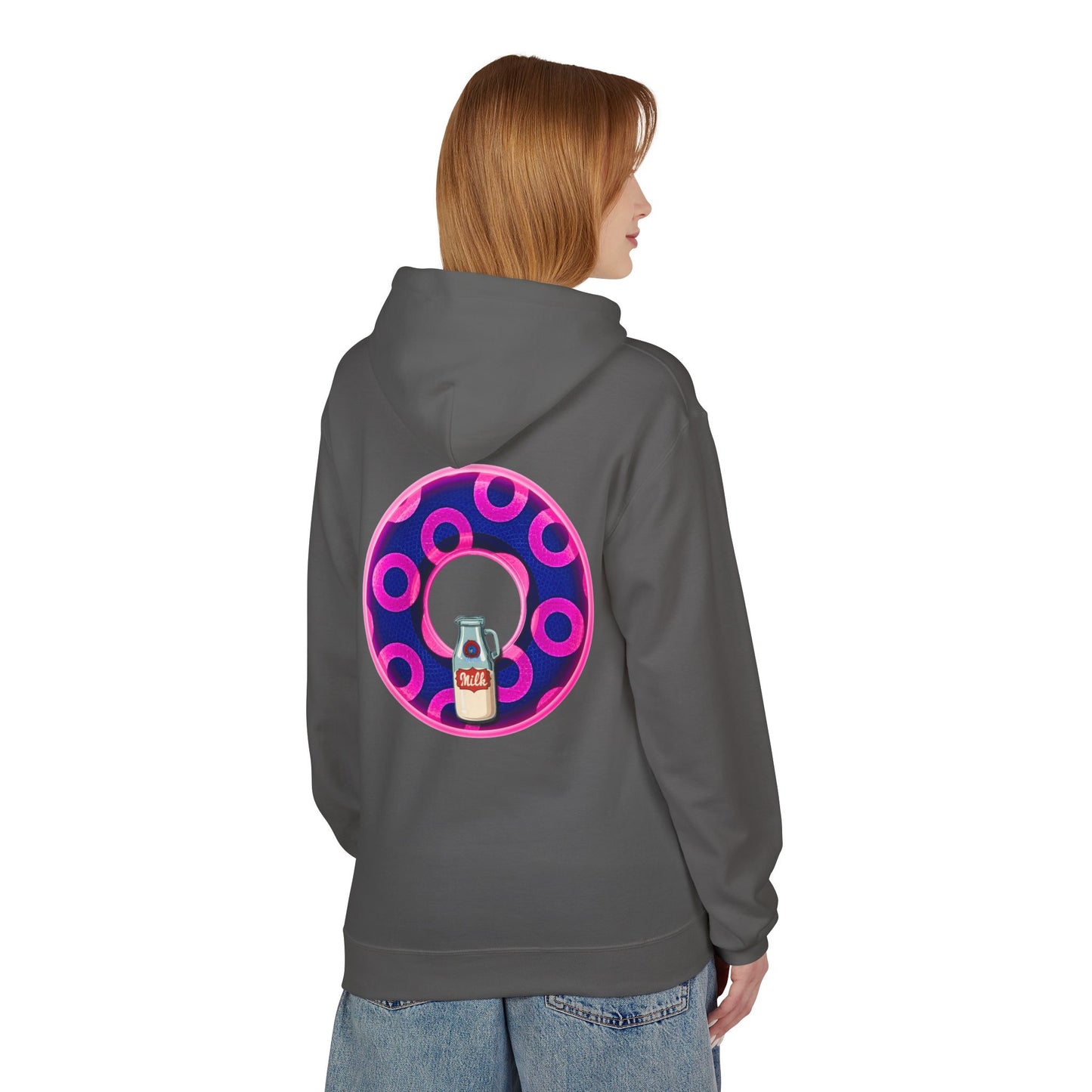 Fleece Harry Hoodies [Midweight Soft-style] - "Wooked Cream Dairy - YEMSG Donut" - blue/magenta rustic paradox donut - variant 5
