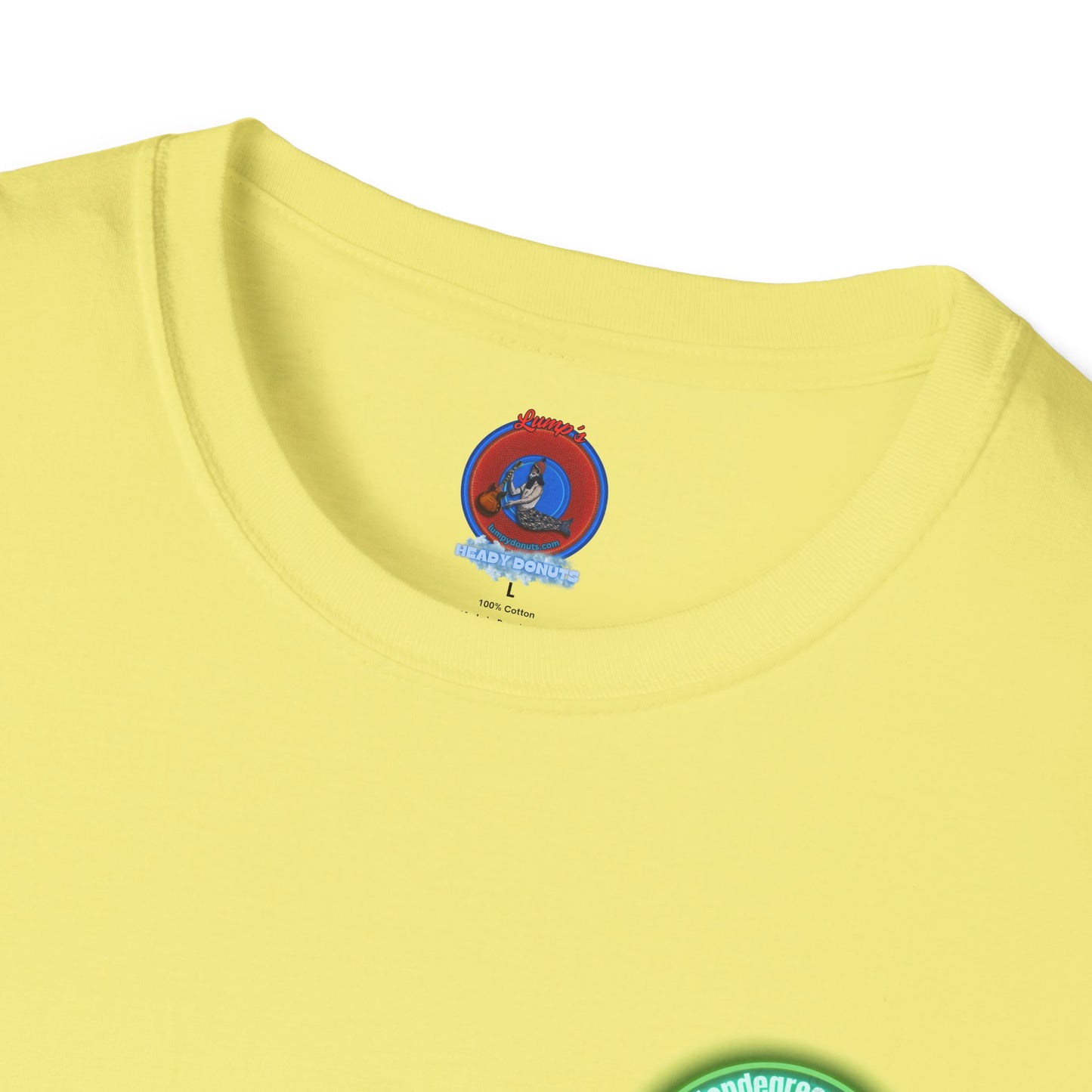 Classic Donut Tee - Unisex Soft-Style - "Close Encounters of the Delaware kind - Mondegreen Donut"  " variant 1 - green donut