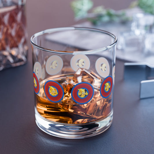 10oz Lumpy Rock Glass - "This Rock Glass is Bananas" - rustic red/blue donut