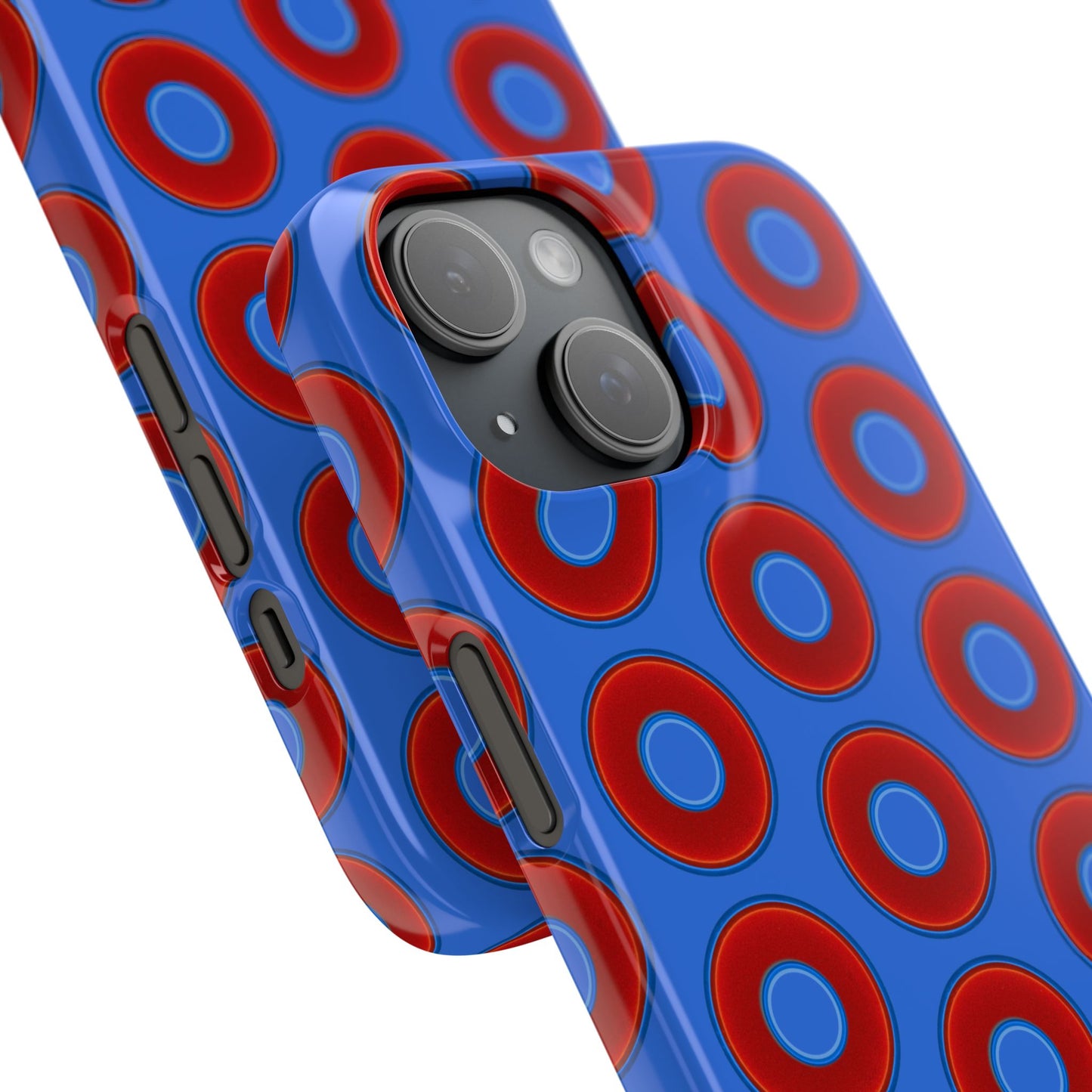 Lumpy Donut Snap Case - red vivid donut print w/medium royal blue background