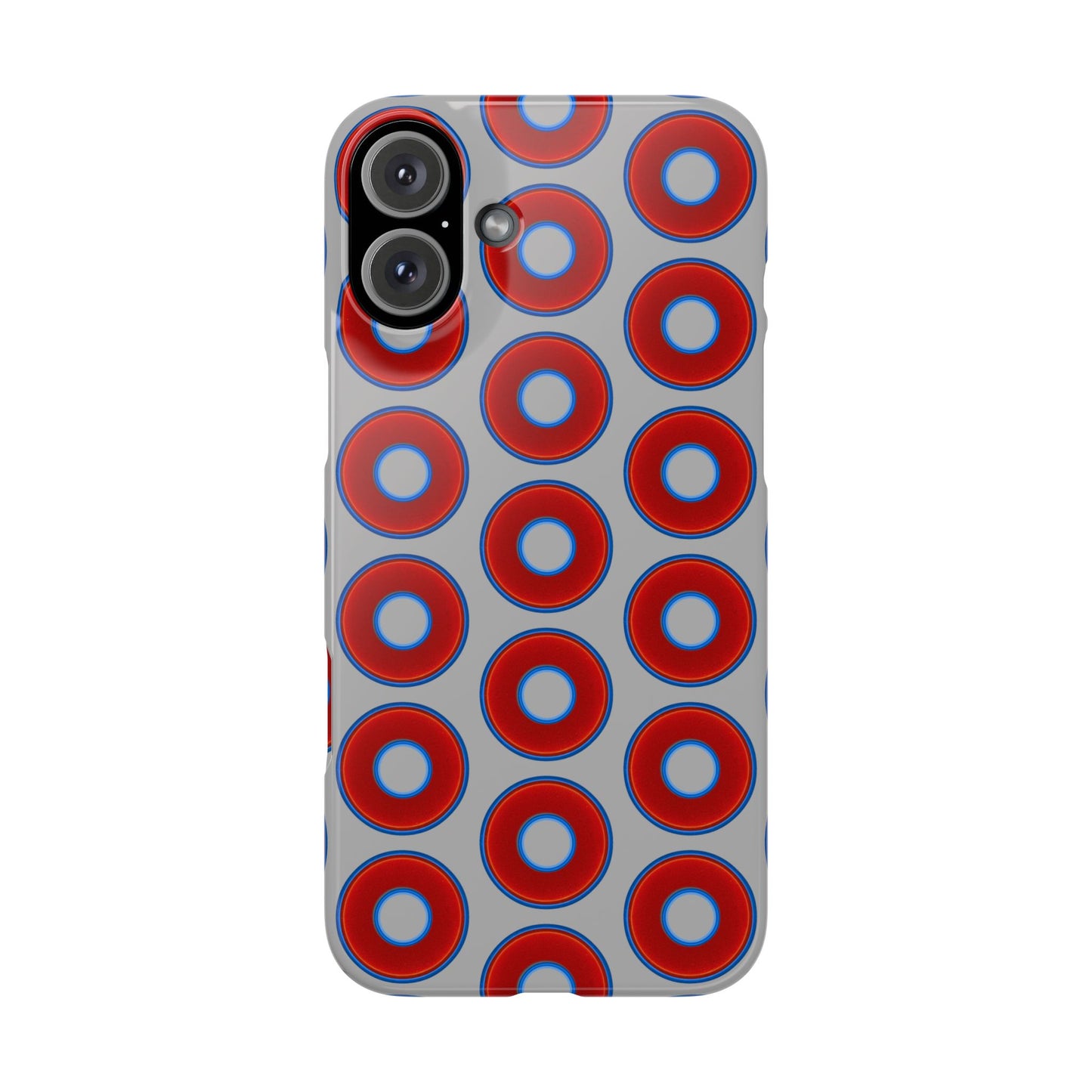Lumpy Donut Snap Case - red vivid donut print w/light gray background