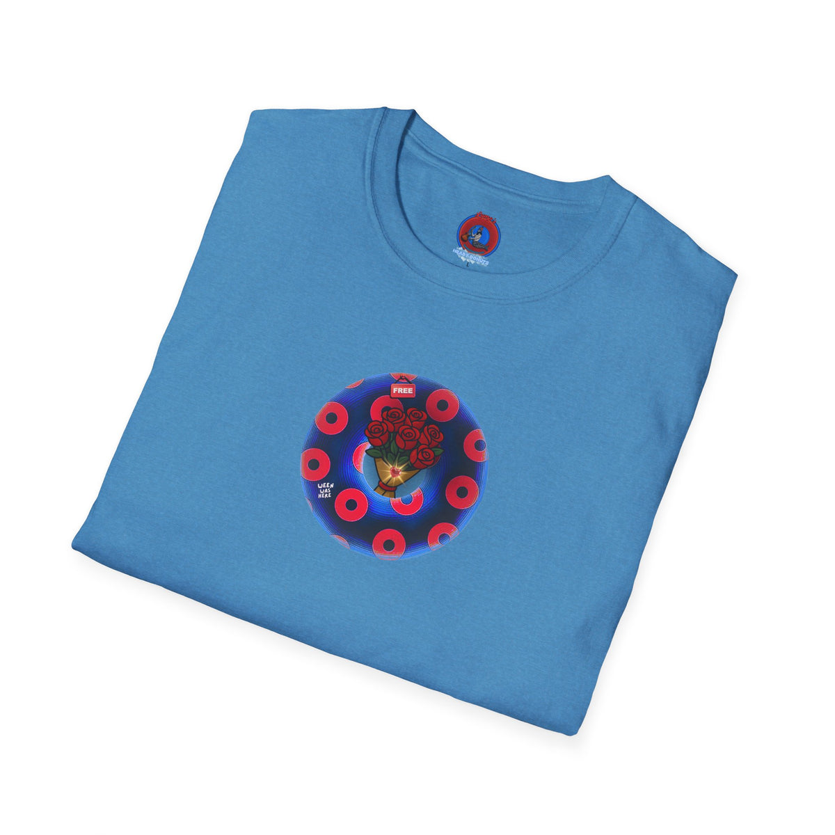 Classic Donut Tee - Unisex Soft-Style - "Donuts of Phreedom" - red/blue paradoxical blimpy donut