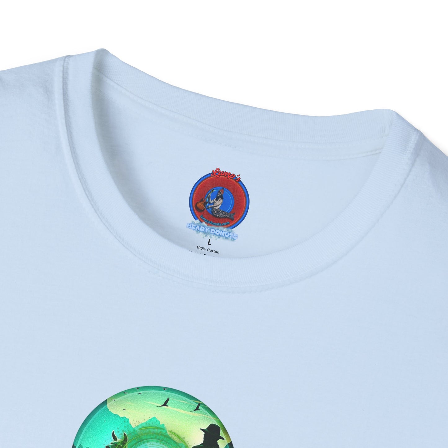 Lumpy Coffee Traders Tee - Unisex Soft-Style - "Taboo, taboot!" - paradoxical logo donut - variant 2 - taboo, taboot front/logo back