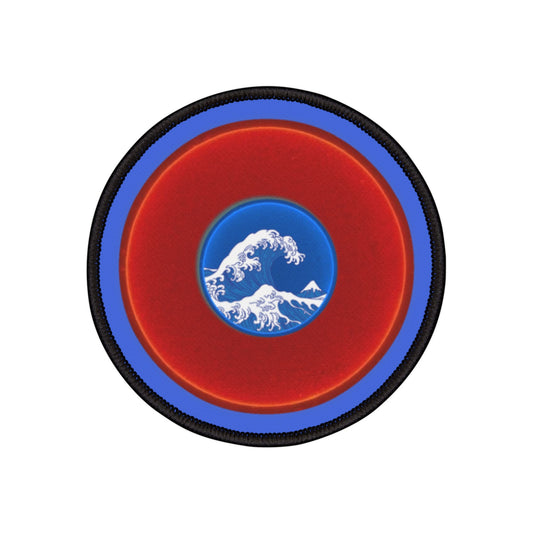 Iron-On Donut Patch - "Time Treasurer's Donut" - vivid red donut - variant 2