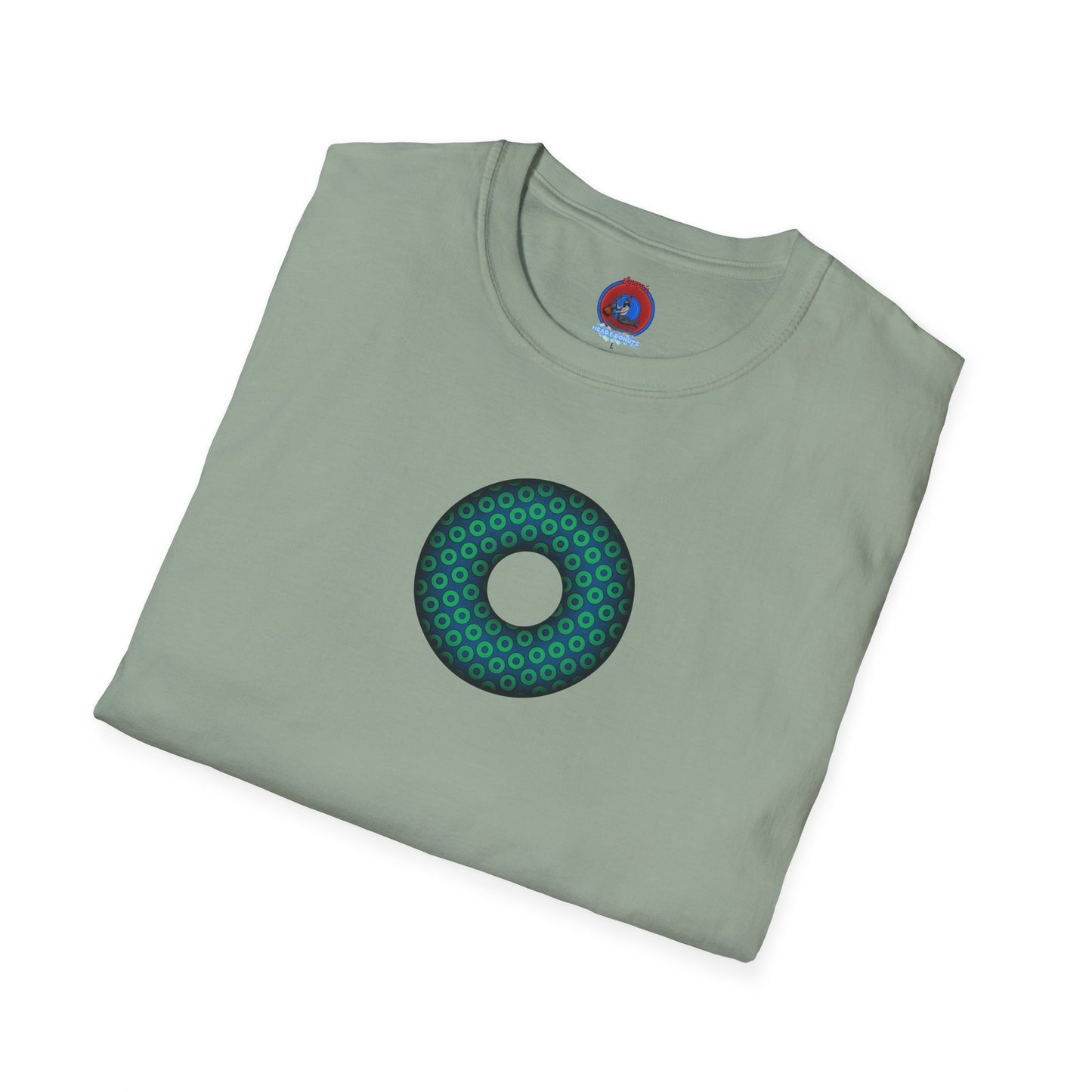 Plain Donuts/Unisex Soft-Style - "Plain Paradoxical Grided Donuts" - light green/midnight teal donuts
