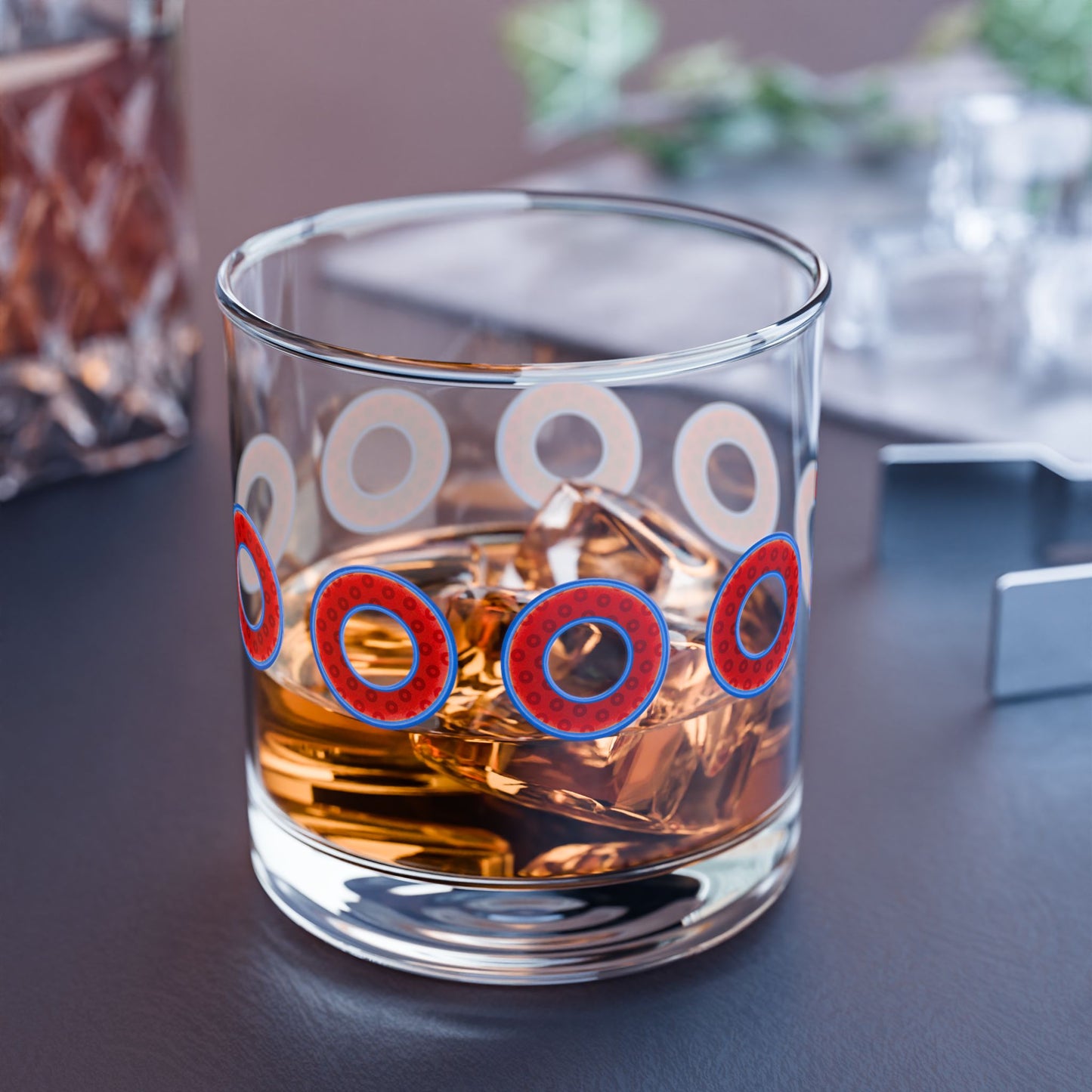 10oz Lumpy Rock Glass - blue/red widemouthed paradox donuts