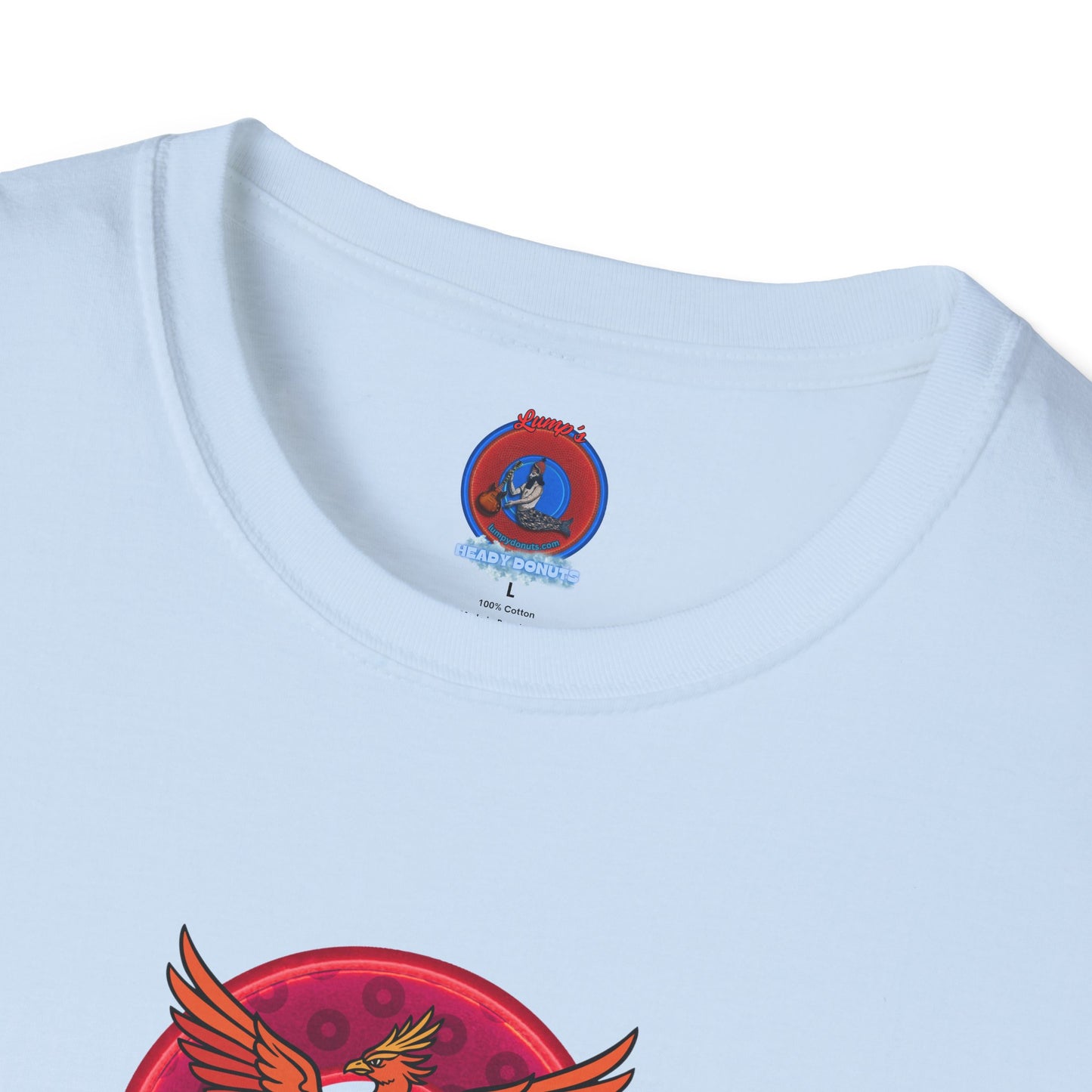 Classic Donut Tee - Unisex Soft-Style - "Invitation for Donuts & Tea" - light purple/purple paradox donut - variant 2