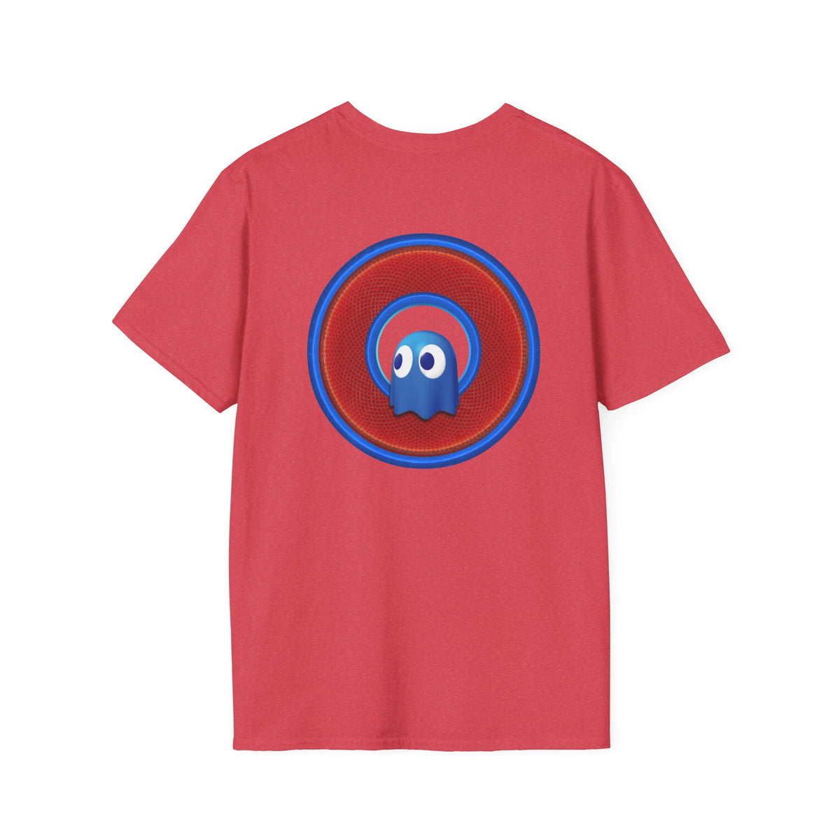 Classic Donut Tee - Unisex Soft-Style - "The Story of the Donut - a Ghostly Good Time" - red/blue rustic donut - variant 1