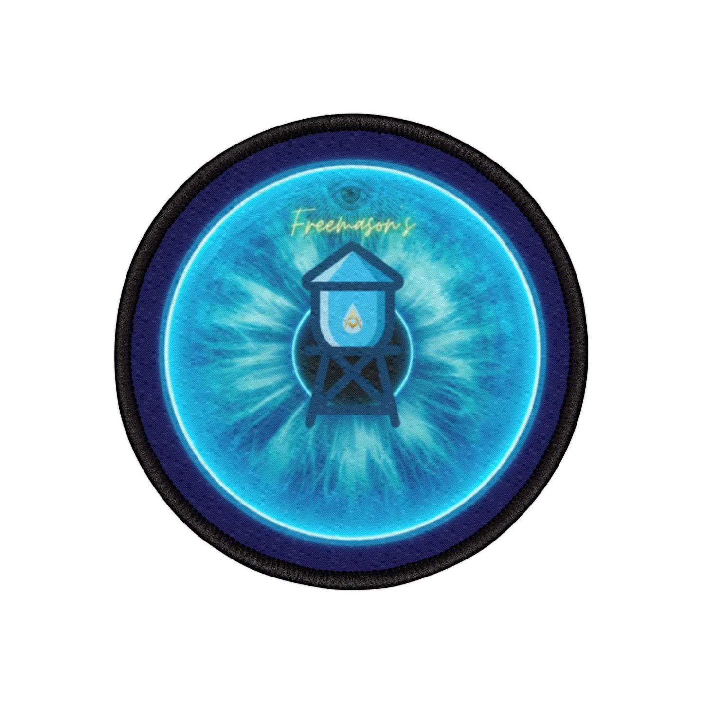 Iron-On Donut Patch - "The Peering Donut Patch of Opacity" - vivid blue idonut - variant 1