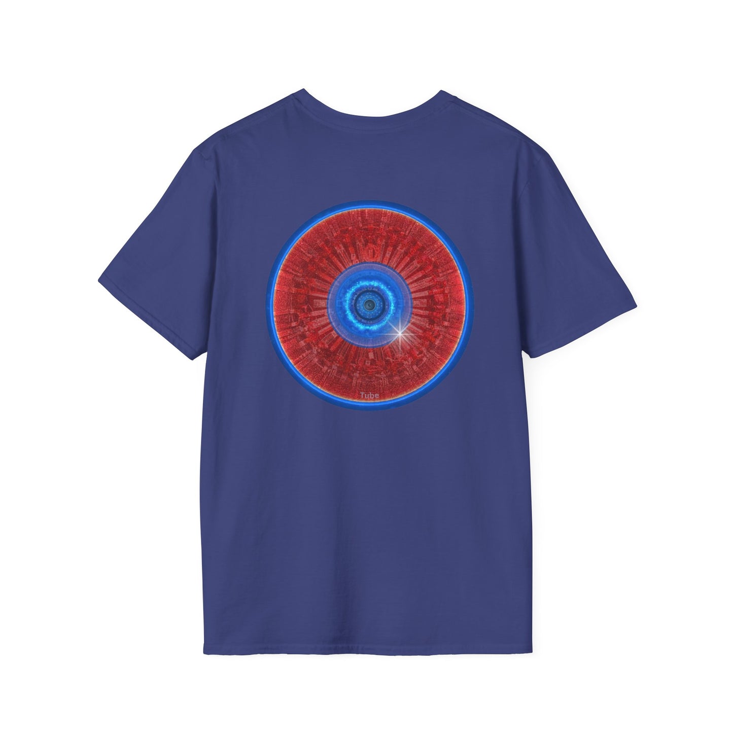 Classic Donut Tee - Unisex Soft-Style - "Graphic Translation Tee Shirt" - vivid red/blue tube donut - variant 1