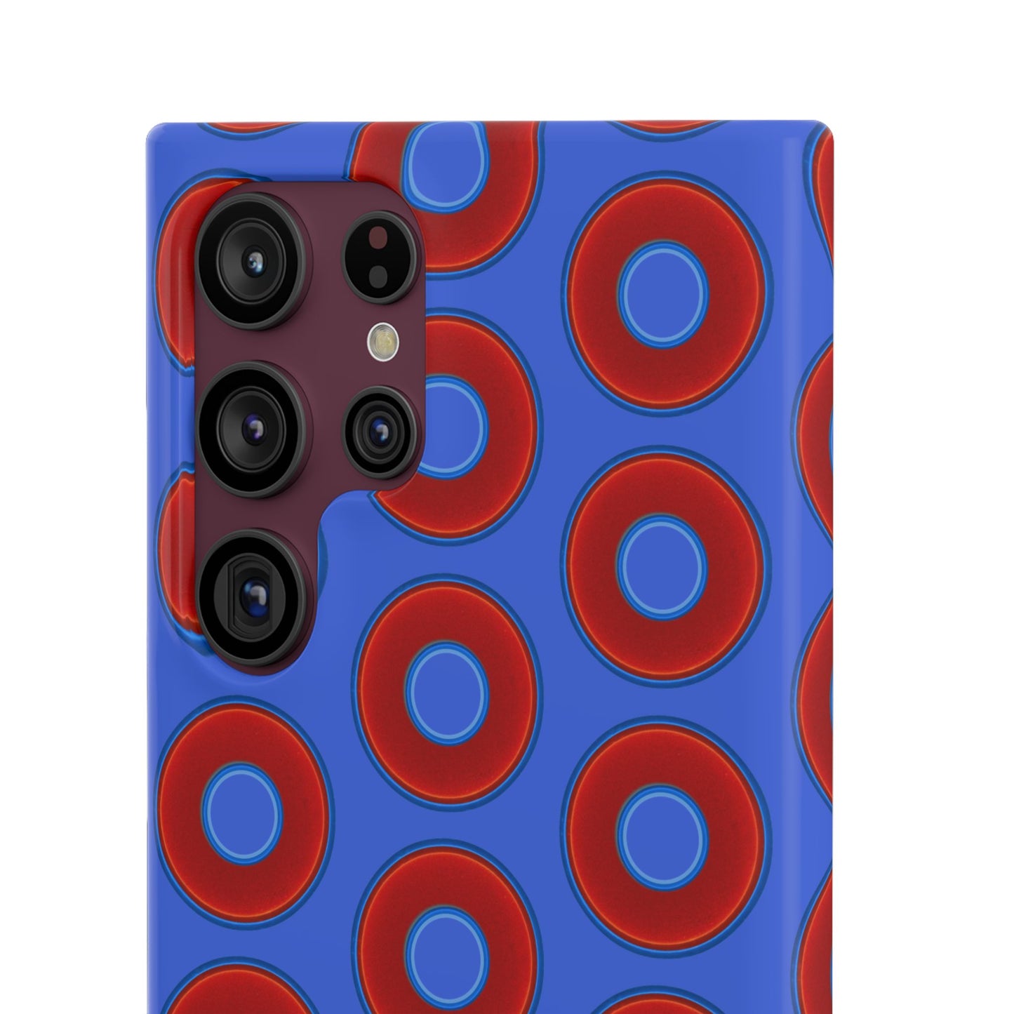 Lumpy Donut Snap Case - red vivid donut print w/royal blue background