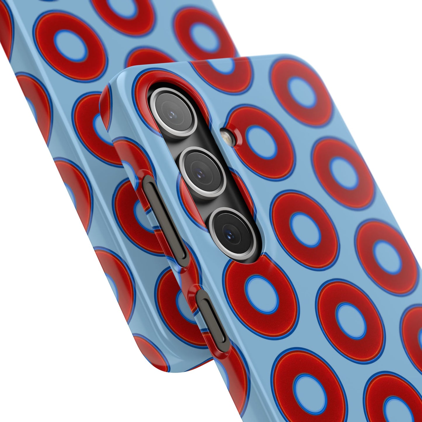 Lumpy Donut Snap Case - red vivid donut print w/sky blue background
