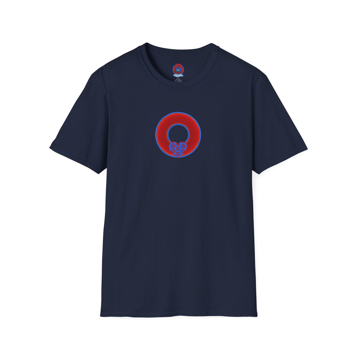 Classic Donut Tee - Unisex Soft-Style - "Ocean Donuts of Love" - vivid red donut - variant 1
