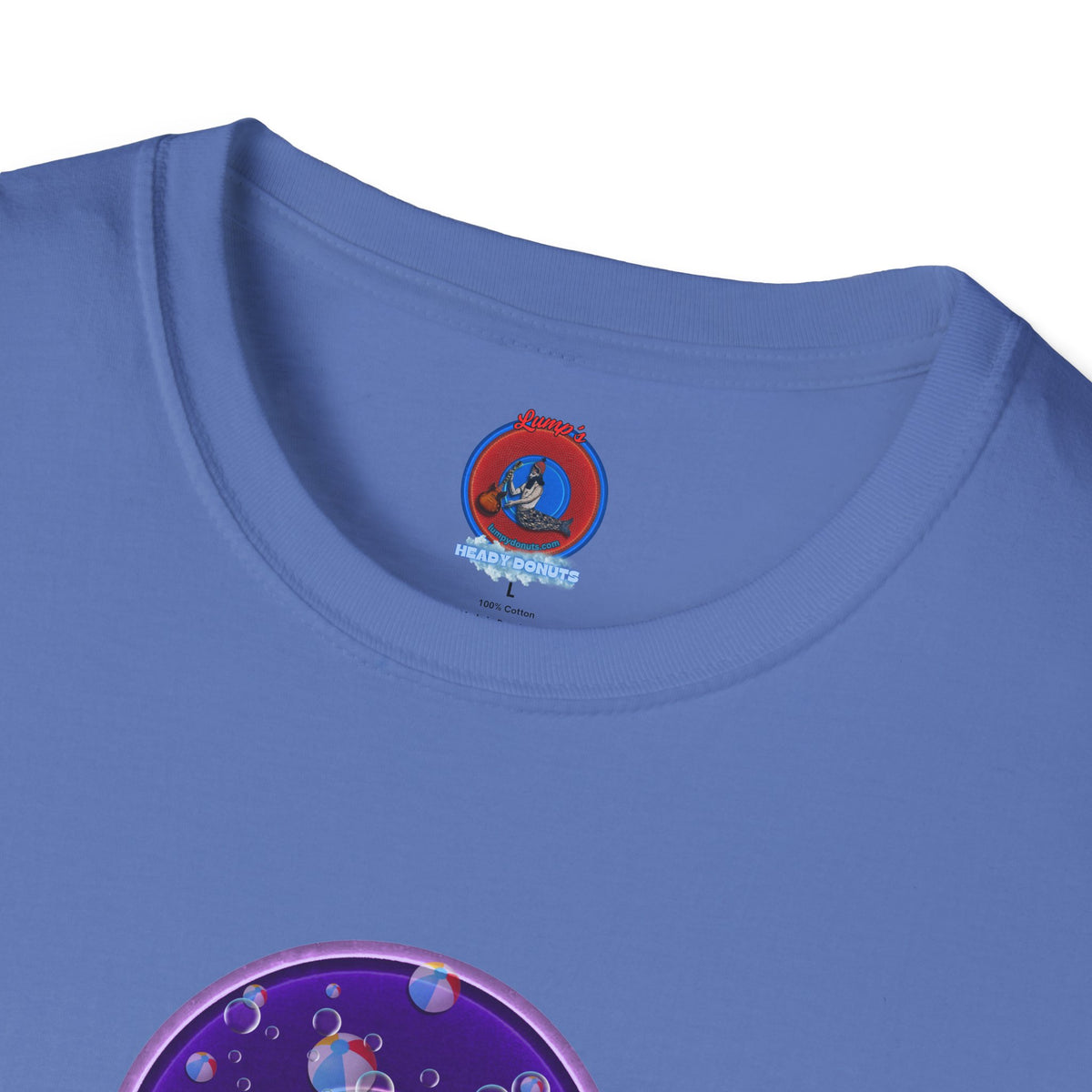 Classic Donut Tee - Unisex Soft-Style - "Sure That Sirens Made This Donut For Me" - vivid dark purple/light purple donut