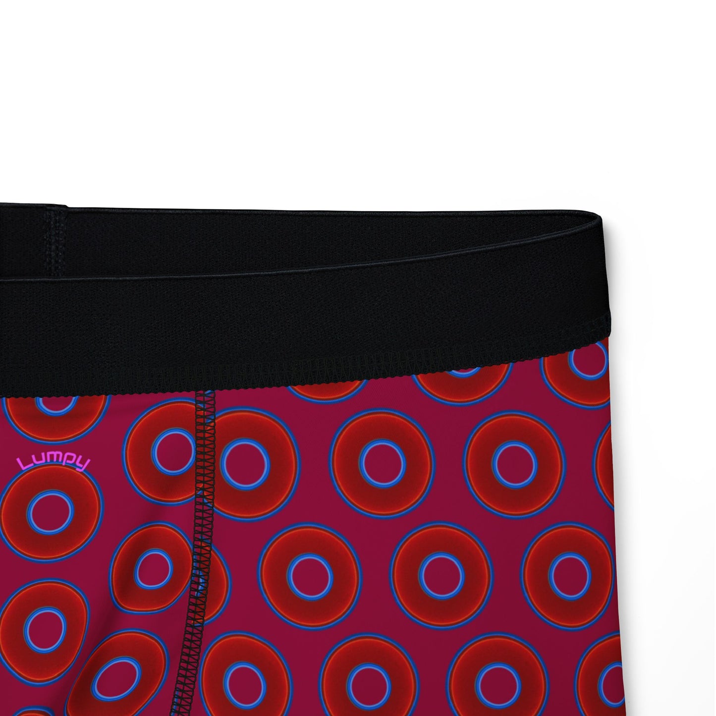 Men's Donut Boxers - red vivid donuts w/dark magenta background