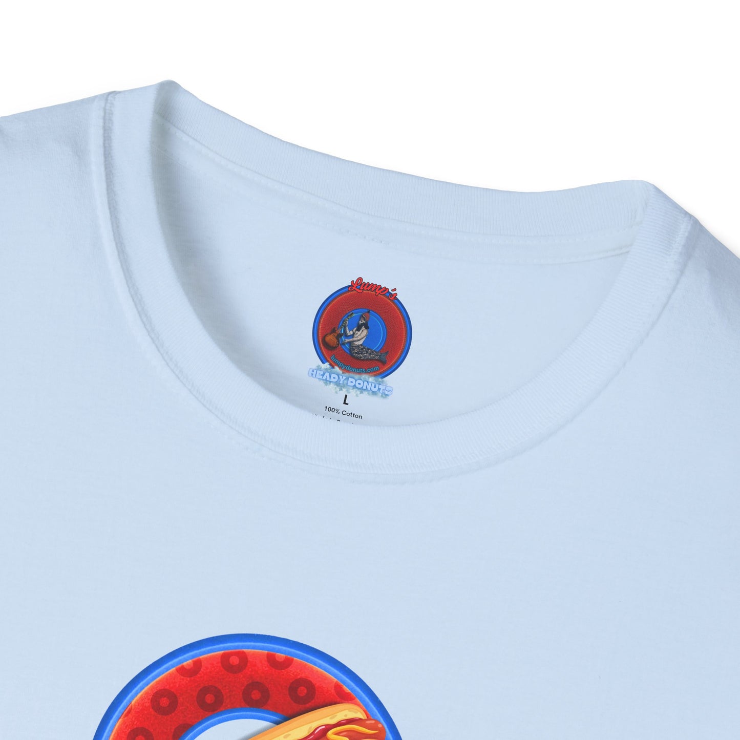 Classic Donut Tee - Unisex Soft-Style - "Viva Las Vegas Donut" -  red paradox donut w/raw dogger - variant 2