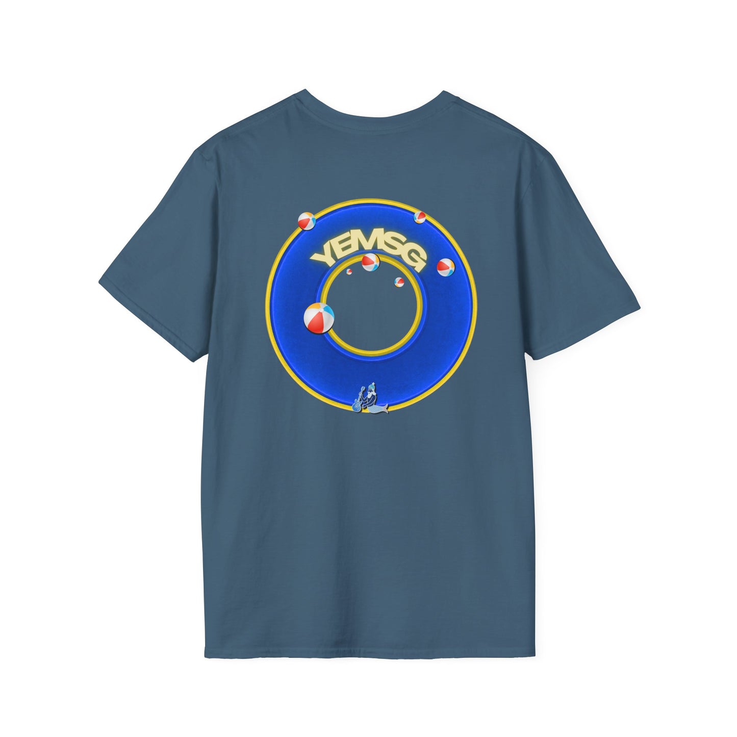 Donut Tee - Unisex Soft-Style - "The Donut's Secret Ingredient? MSG" - vivid blue/yellow donut - variant 2