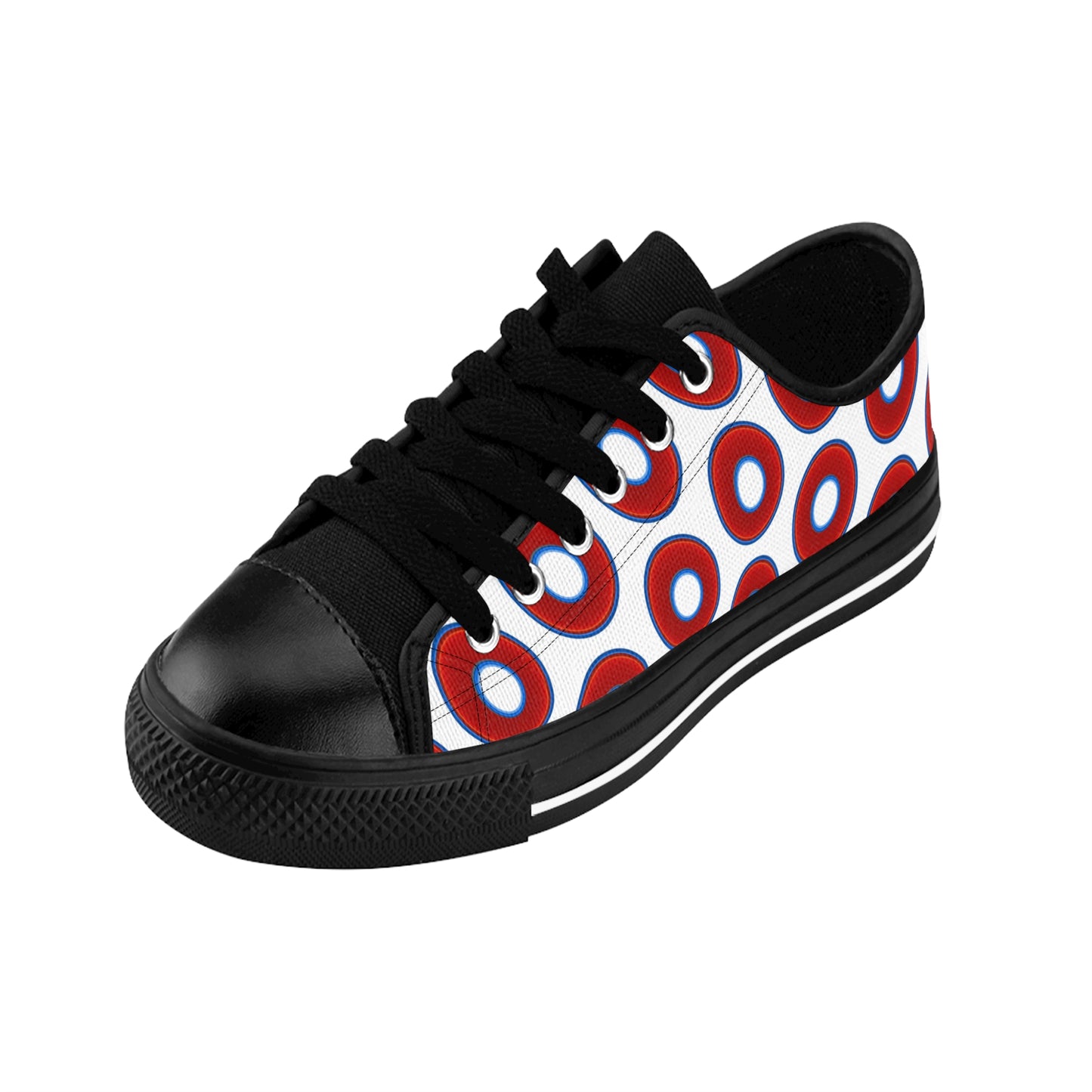 Men's Cushiony Convectors - Low Top - large red vivid donut print w/white background