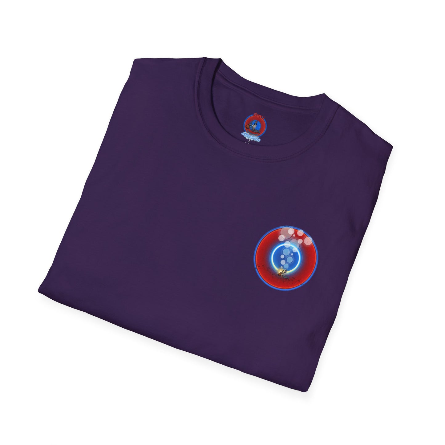 Classic Donut Tee - Unisex Soft-Style - "Bubbler's Donut Tee" - vivid red/blue donut