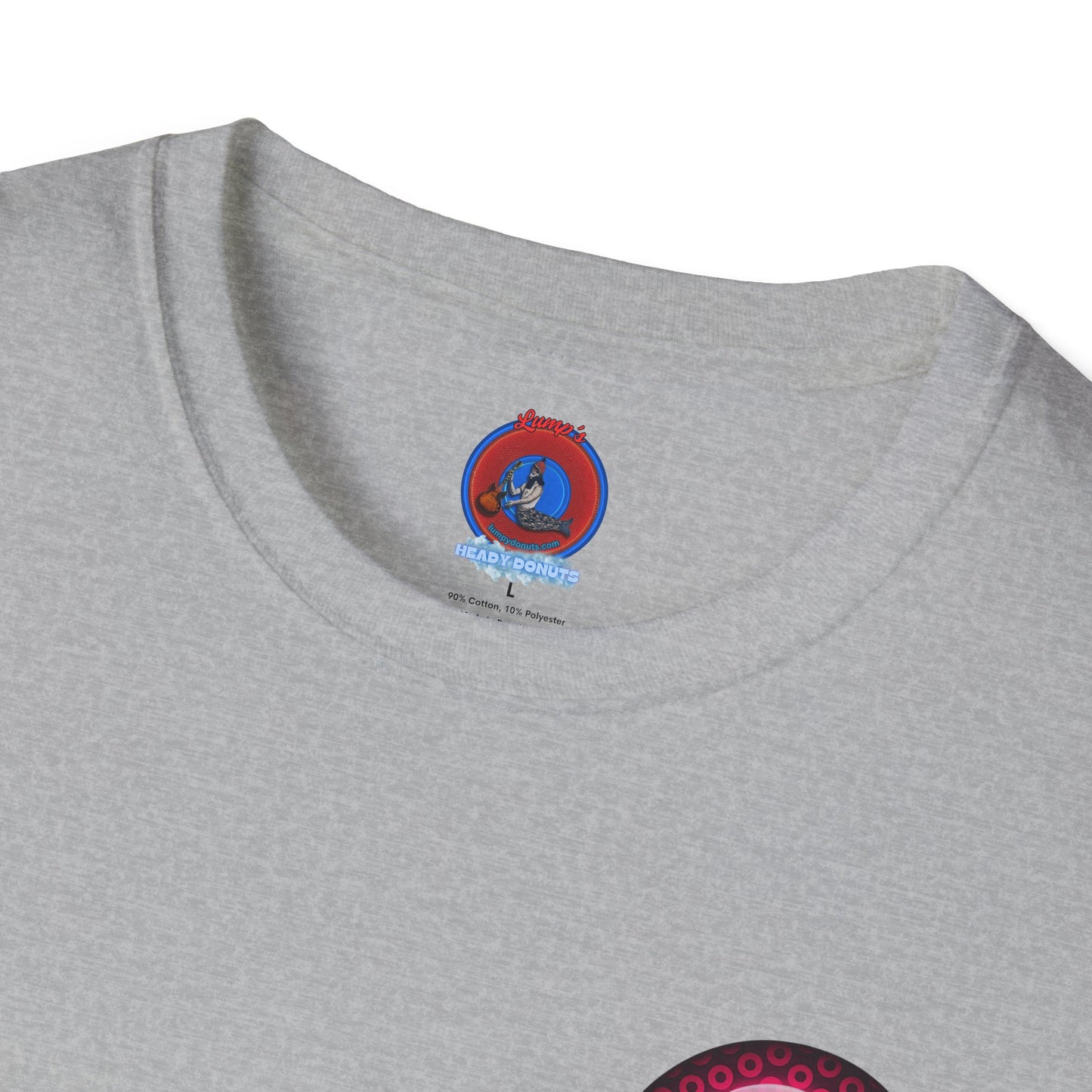 Classic Donut Tee - Unisex Soft-Style - "Donuts now Served on the Mothership" - series 1.0  - variant 2  - red/red paradoxical donut