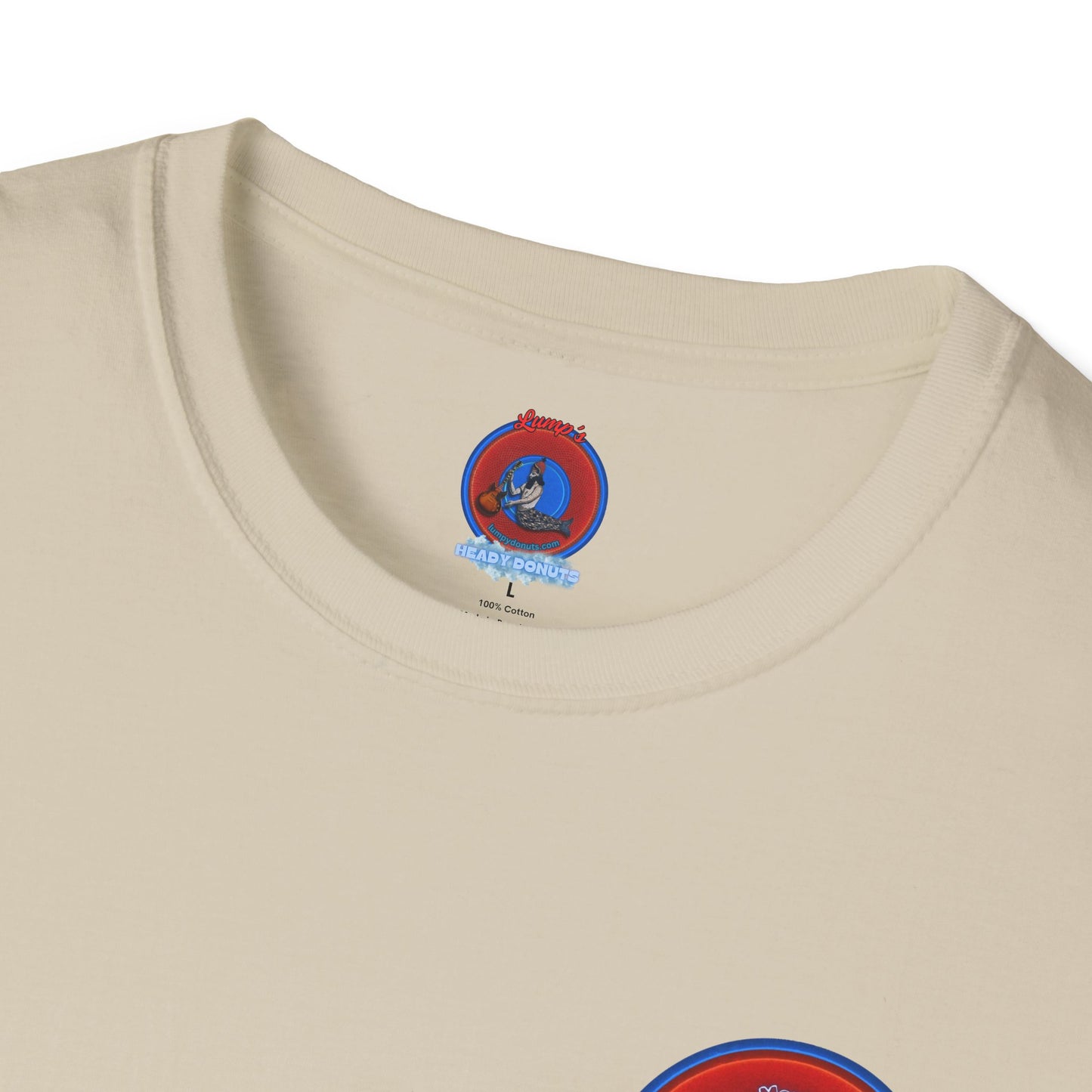 Classic Donut Tee - Unisex Soft-Style - "Phishmas Caroler's Tee " - vivid red/blue donut - variant 3