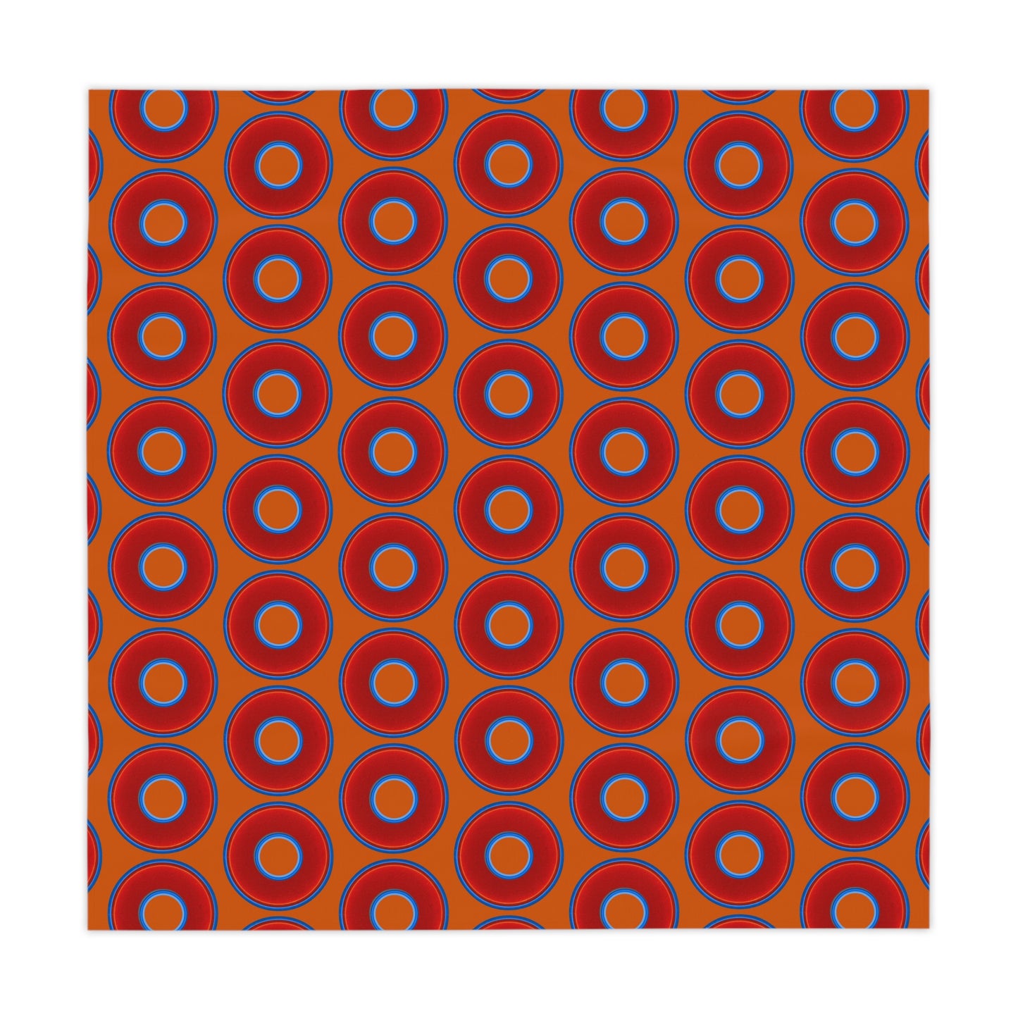 Lumpy Tablecloth - 55.1" x 55.1" - vivid red donuts w/dark orange background