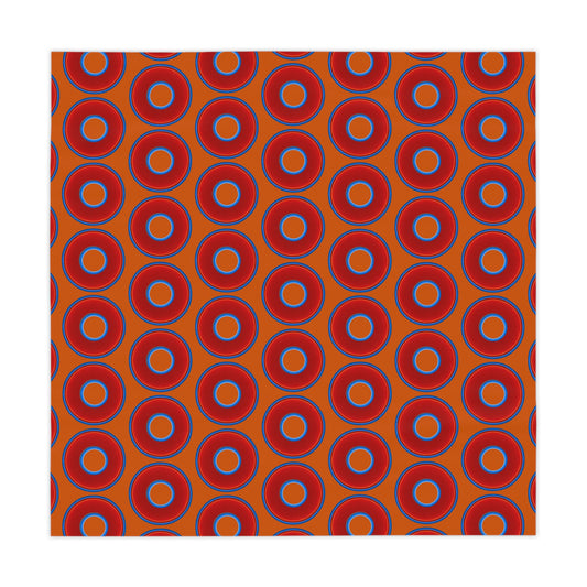 Lumpy Tablecloth - 55.1" x 55.1" - vivid red donuts w/dark orange background