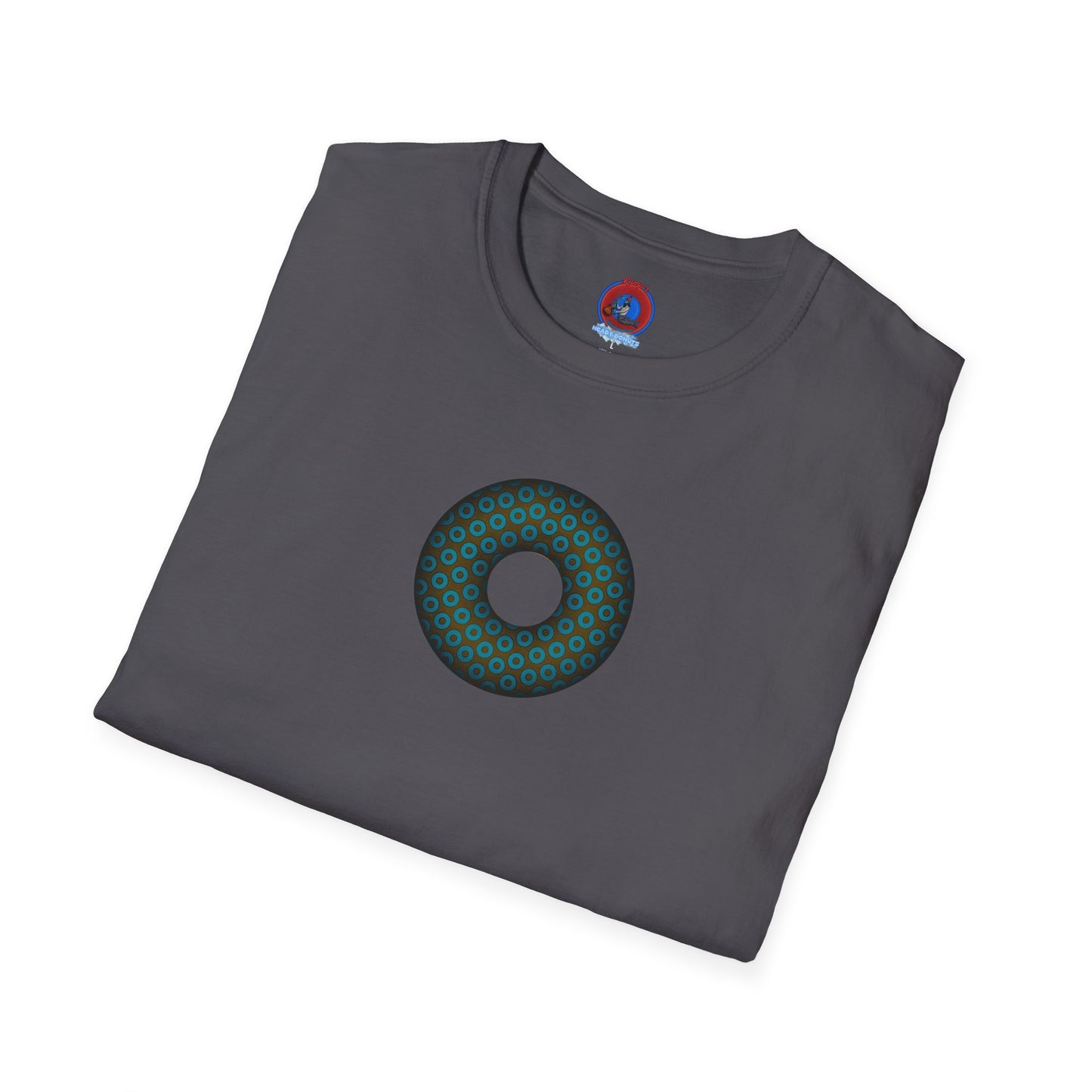 Plain Donuts/Unisex Soft-Style - "Plain Paradoxical Grided Donuts" - teal/brown donuts