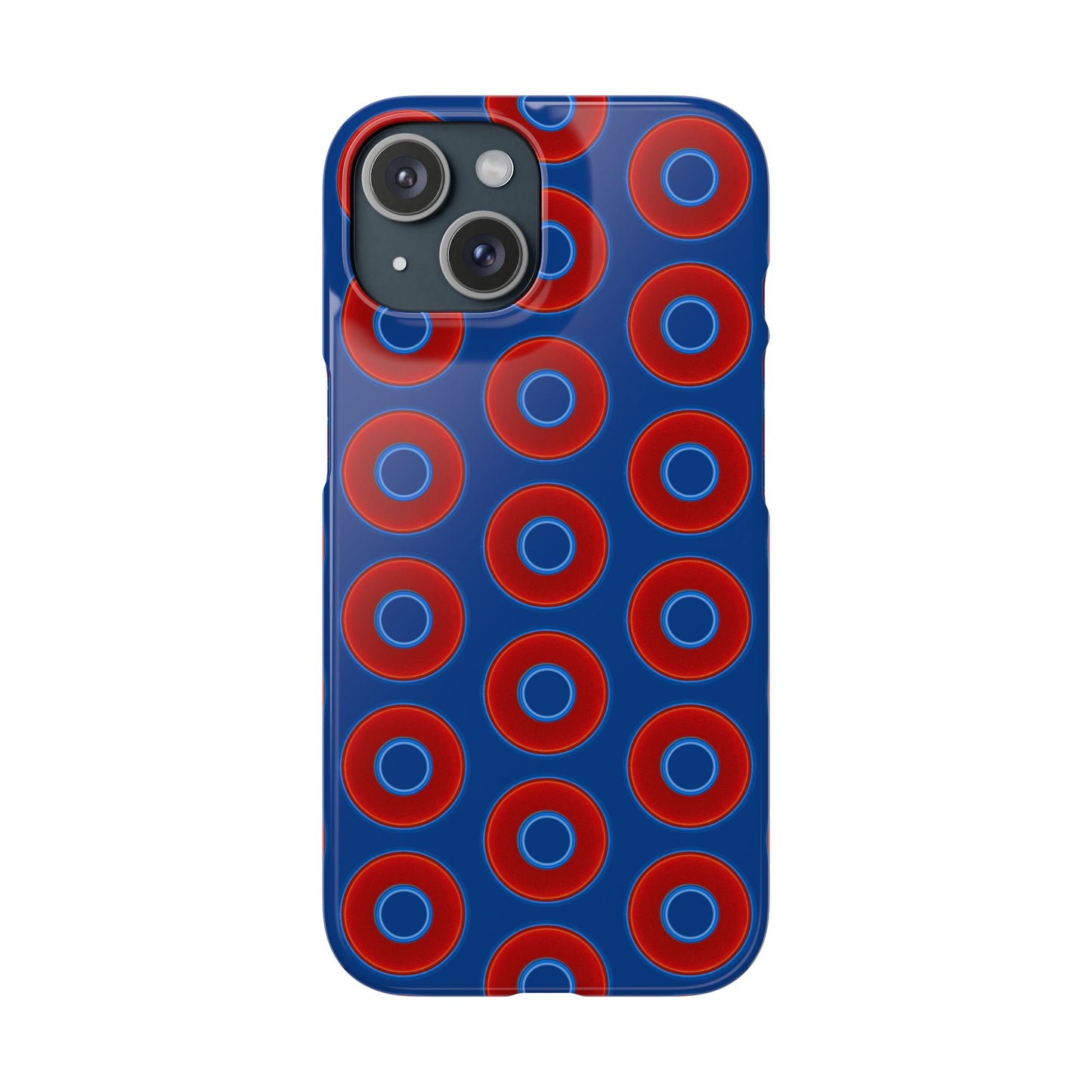 Lumpy Donut Snap Case - red vivid donut print w/dark blue background