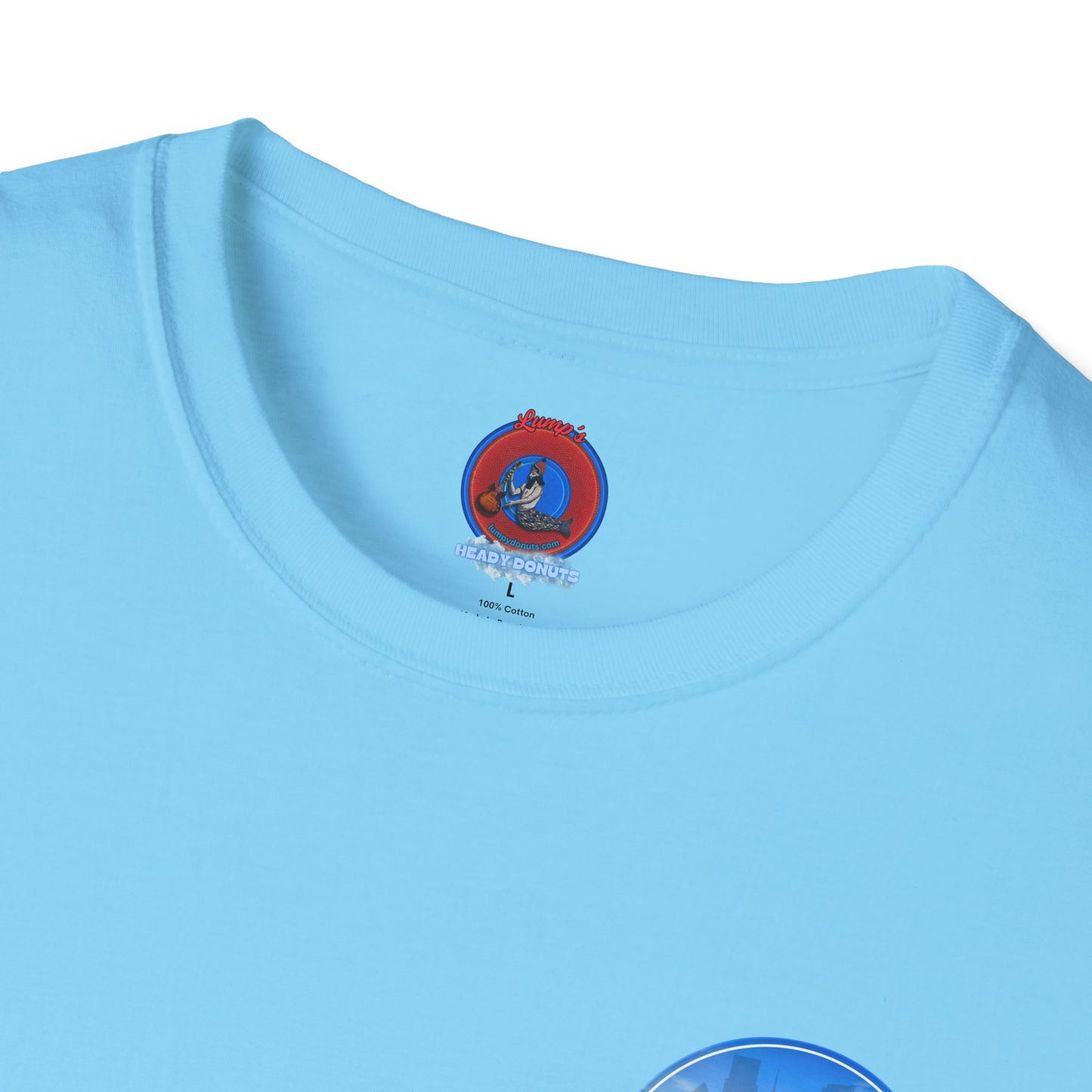 Classic Donut Tee - Unisex Soft-Style - "Philly Special: Still Loading Sand" - vivid blue  pic donut - variant 1