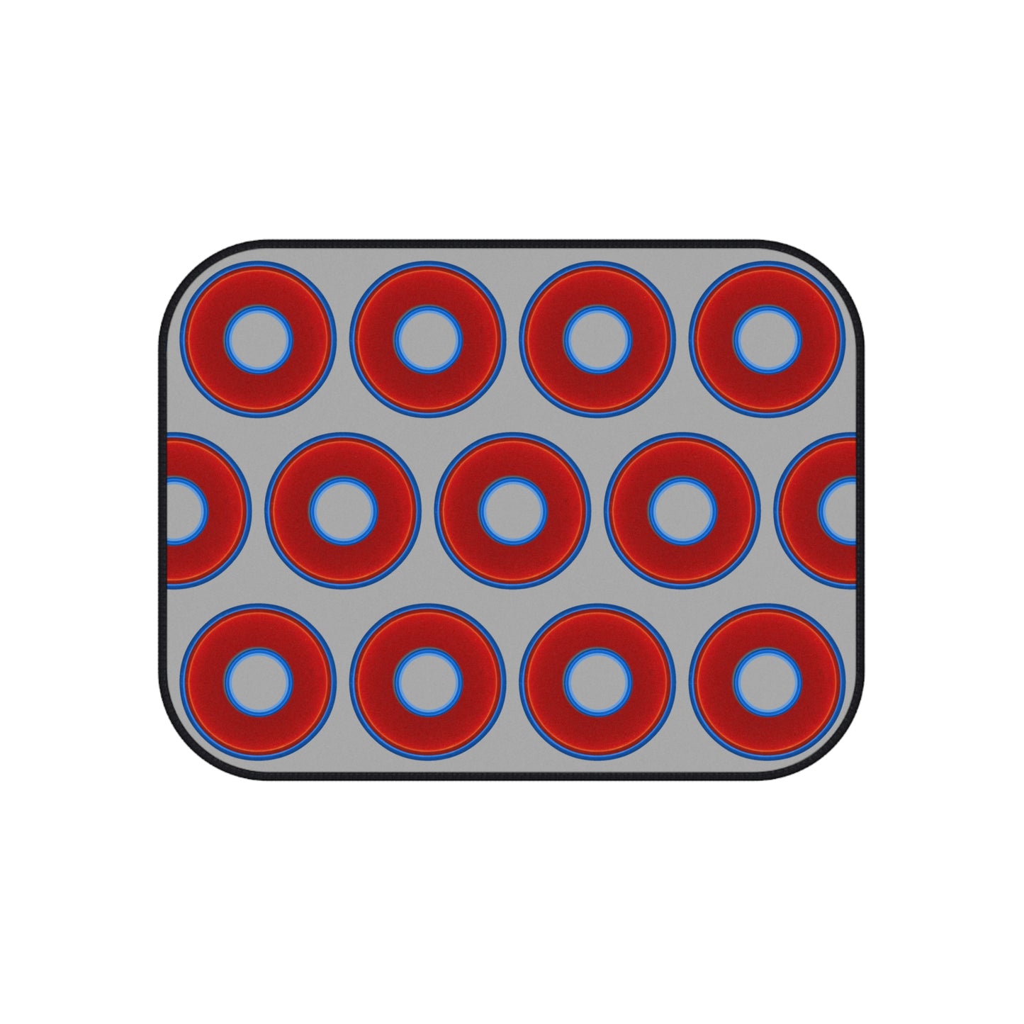 Contacted Car Mats - vivid donut print w/light gray background