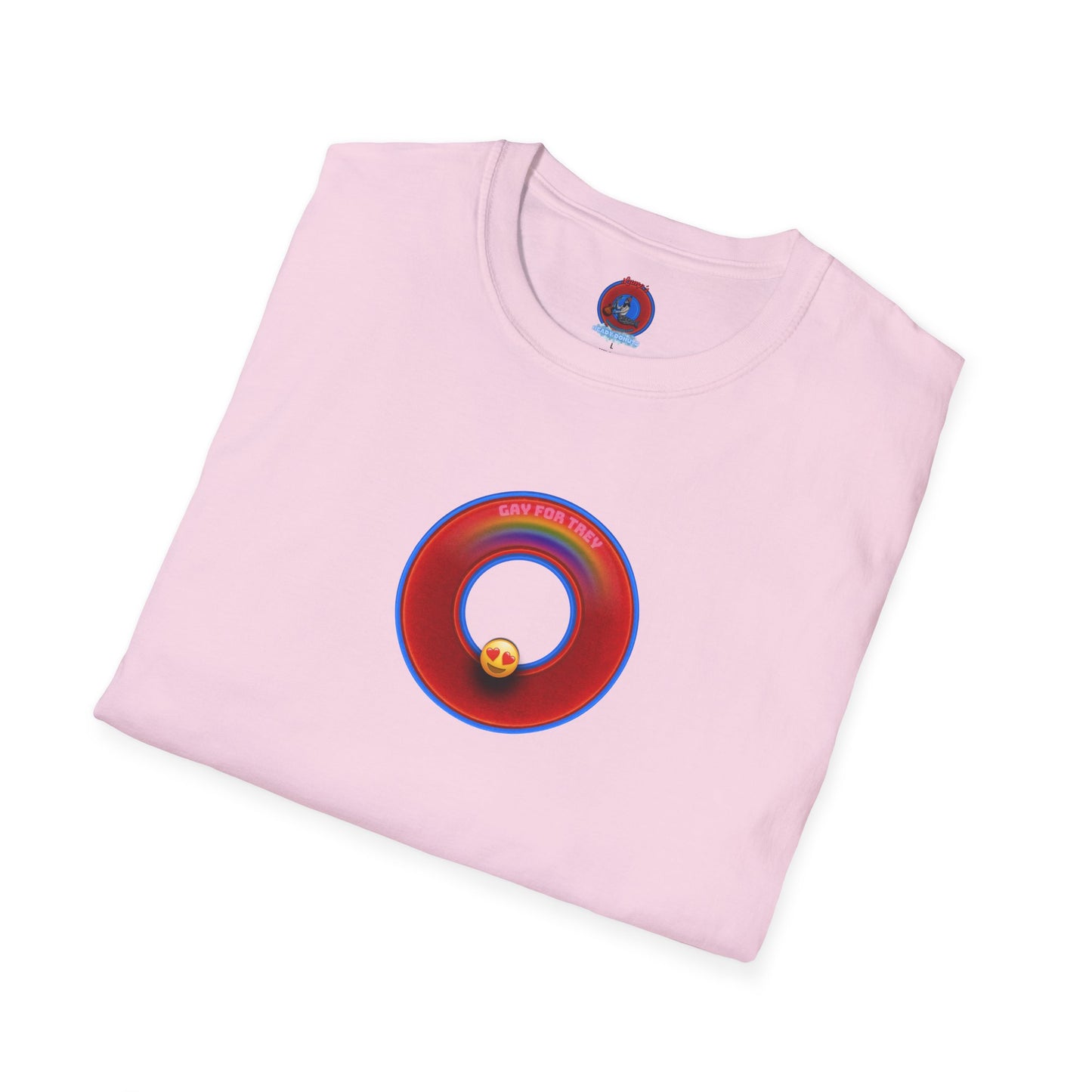 Classic Donut Tee - Unisex Soft-Style - "Yes You Are Mark!" - vivid red/blue donut