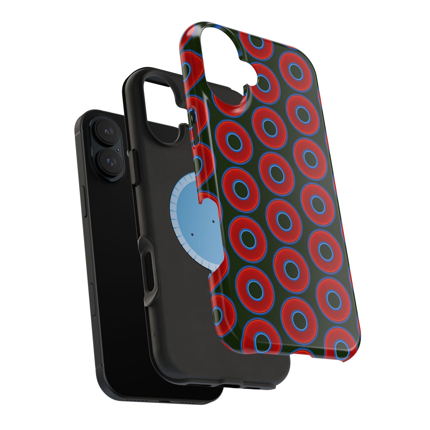 Magnetic Tough Donut Case - red vivid donut print w/deep forest green background