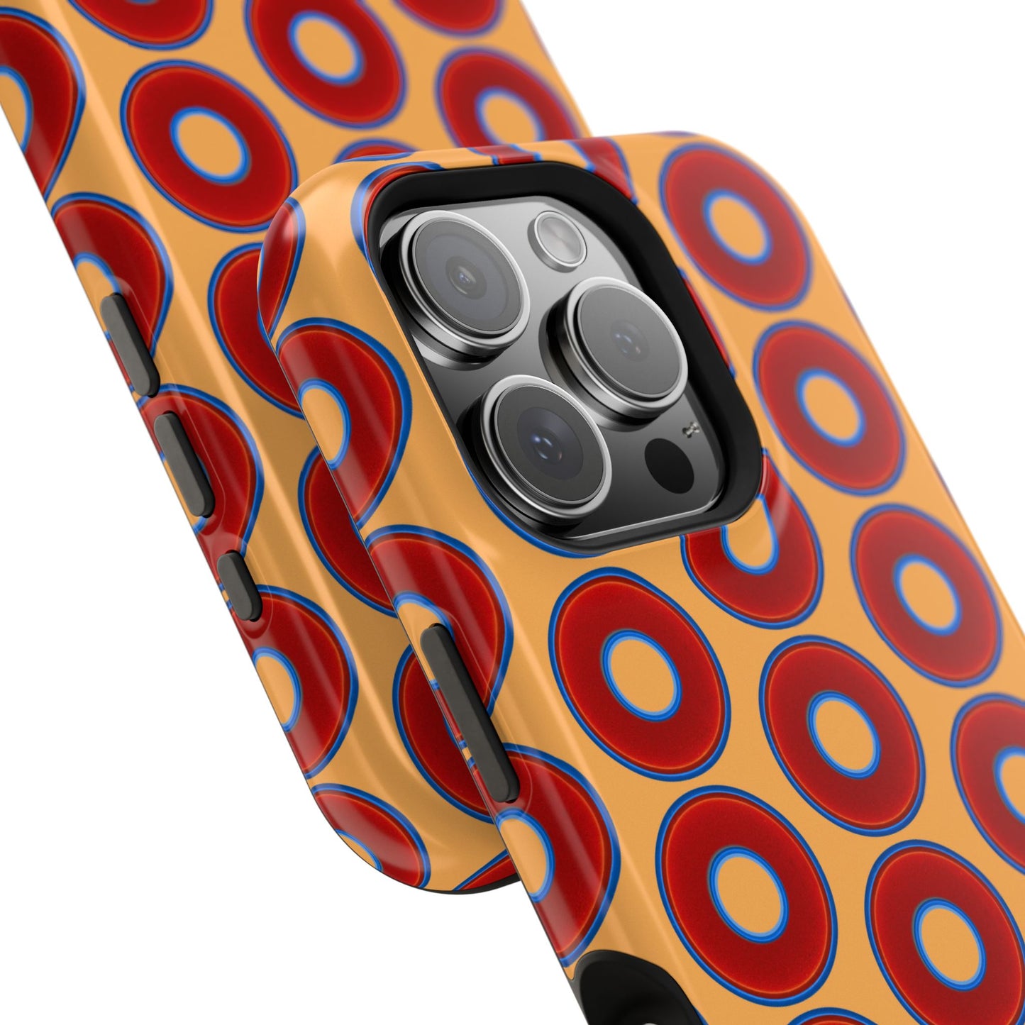 Magnetic Tough Donut Case - red vivid donut print w/creamsicle orange background